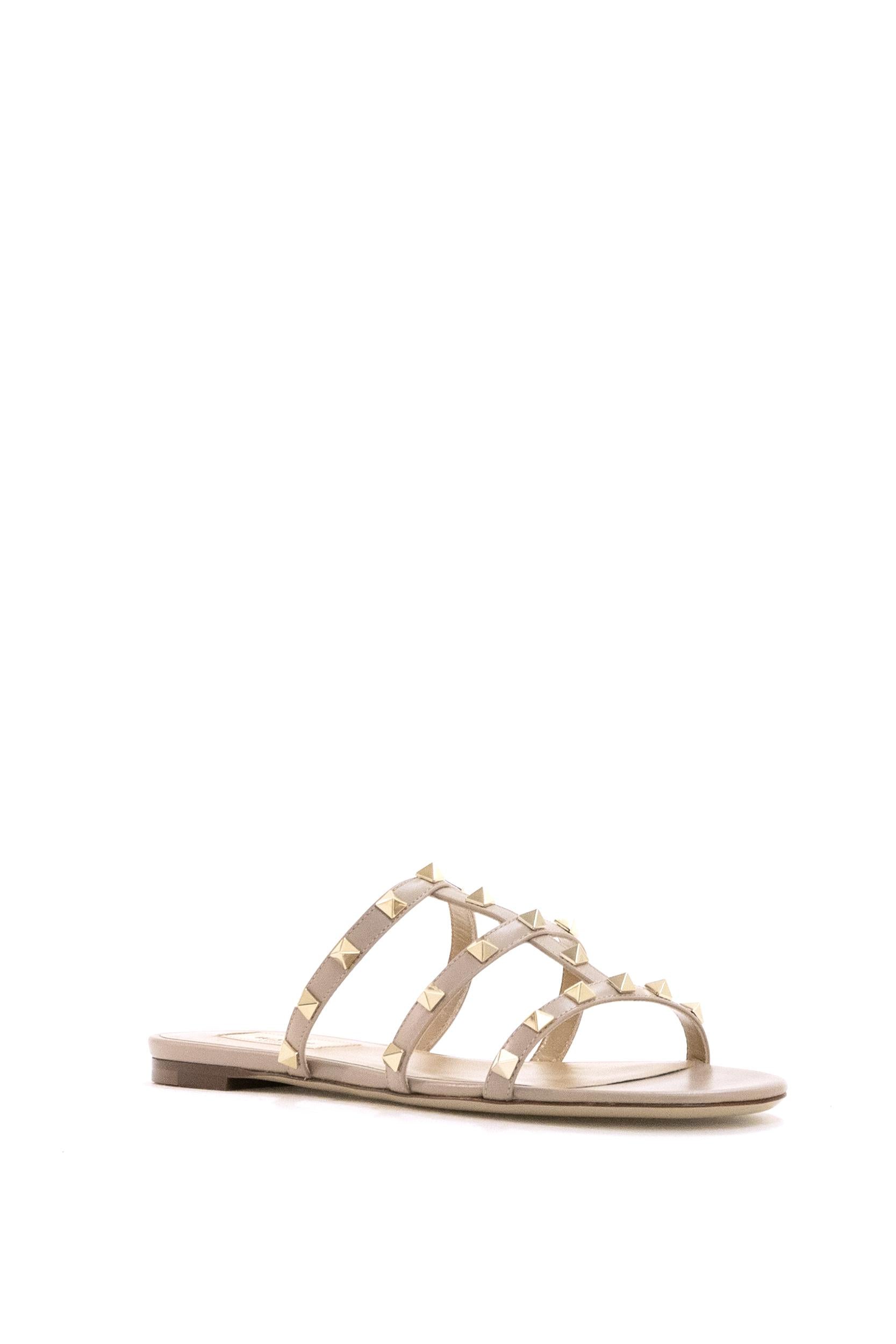 Sandali Slider Basso Rockstud in Vitello<BR/> 8W0S0C49VOD P45 VALENTINO GARAVANI 