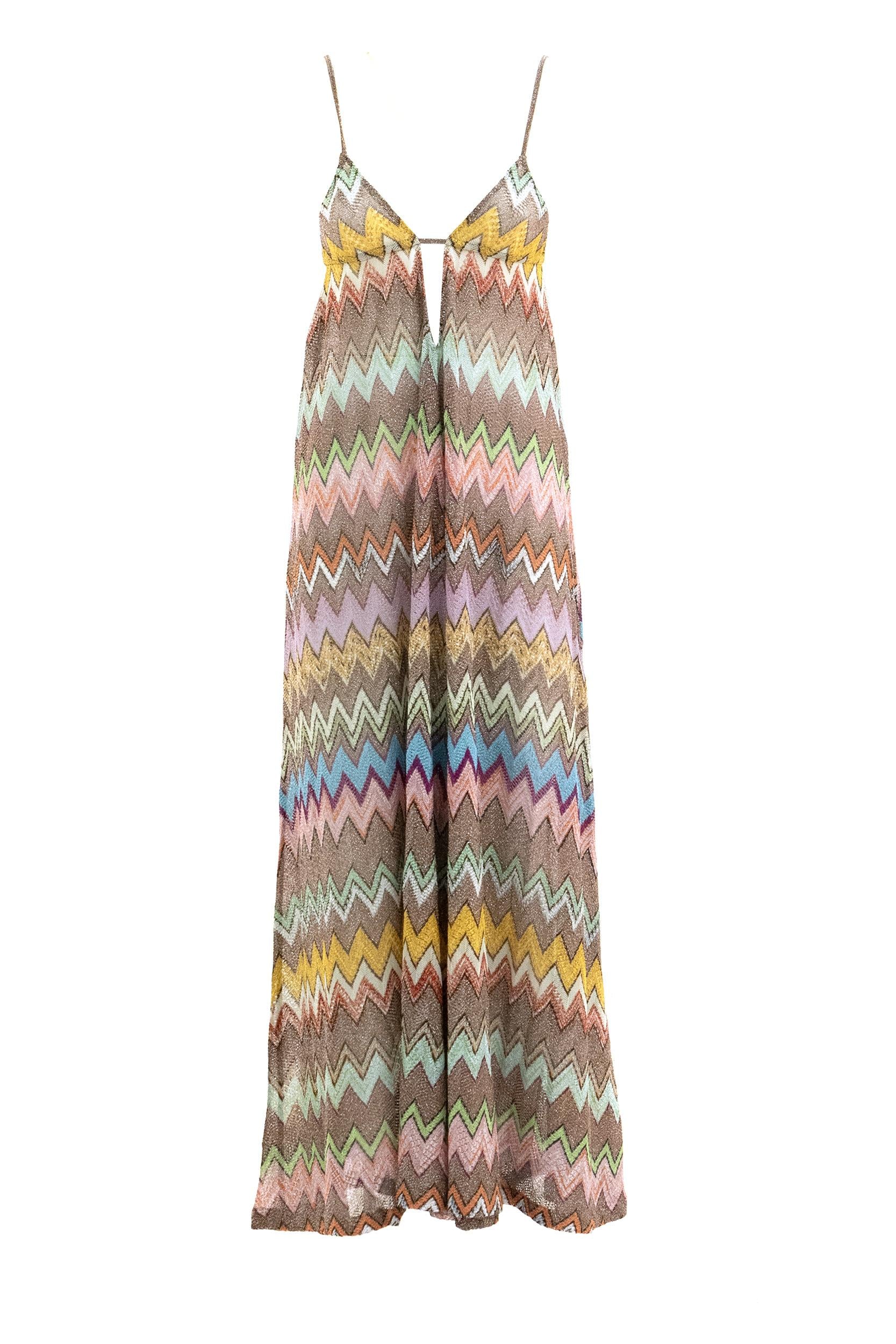 Copricostume in viscosa lamé con macro zig zag multicolore<BR/> MS26SQ1V-BR014K SM9YK MISSONI 