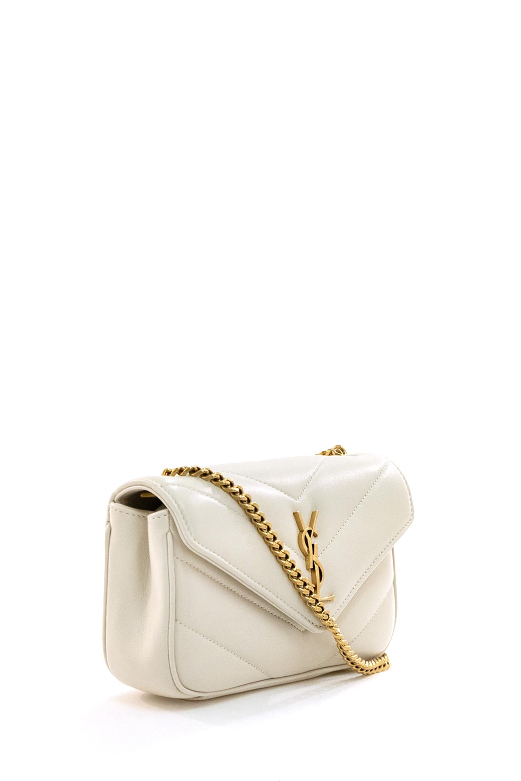 Borsa Loulou Mini in nappa matelassè color avorio<BR/> 821749 AAEAX 9207 SAINT LAURENT 