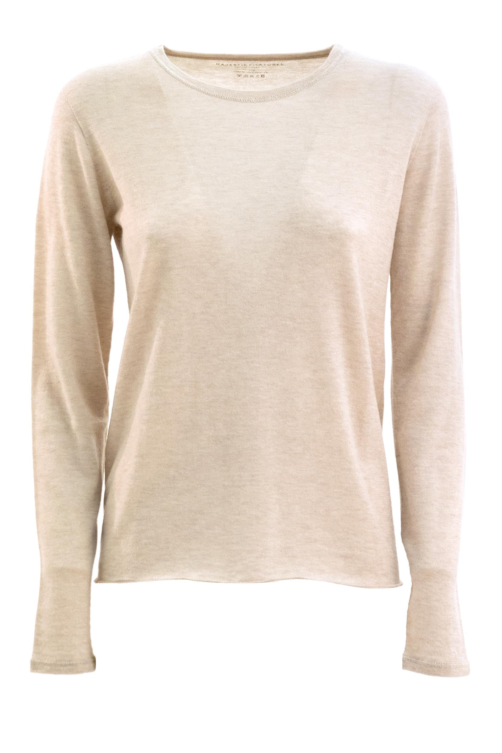 Pullover in cashmere di colore beige<BR/> H25M251-FPU364 052 MAJESTIC 