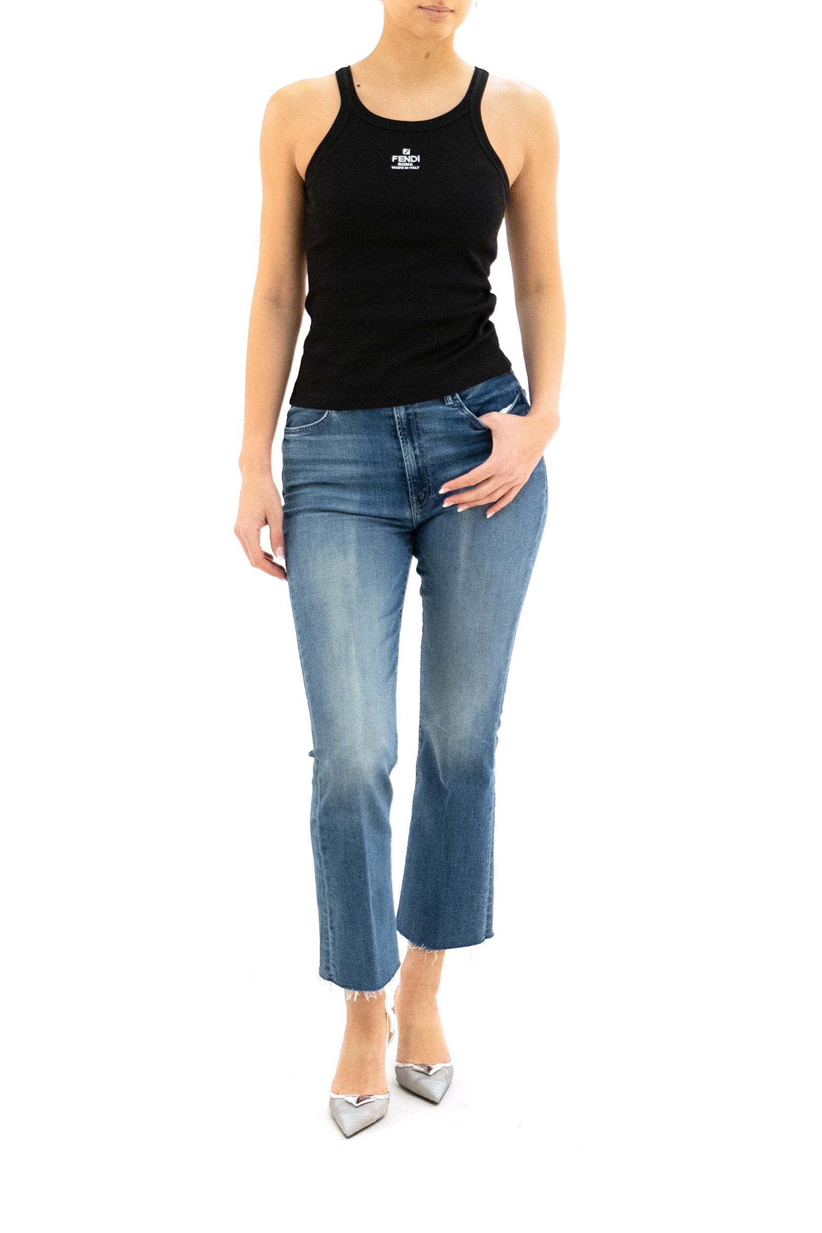 Top smanicato in cotone di colore nero<BR/> FS7966 ANQM F0GME FENDI 