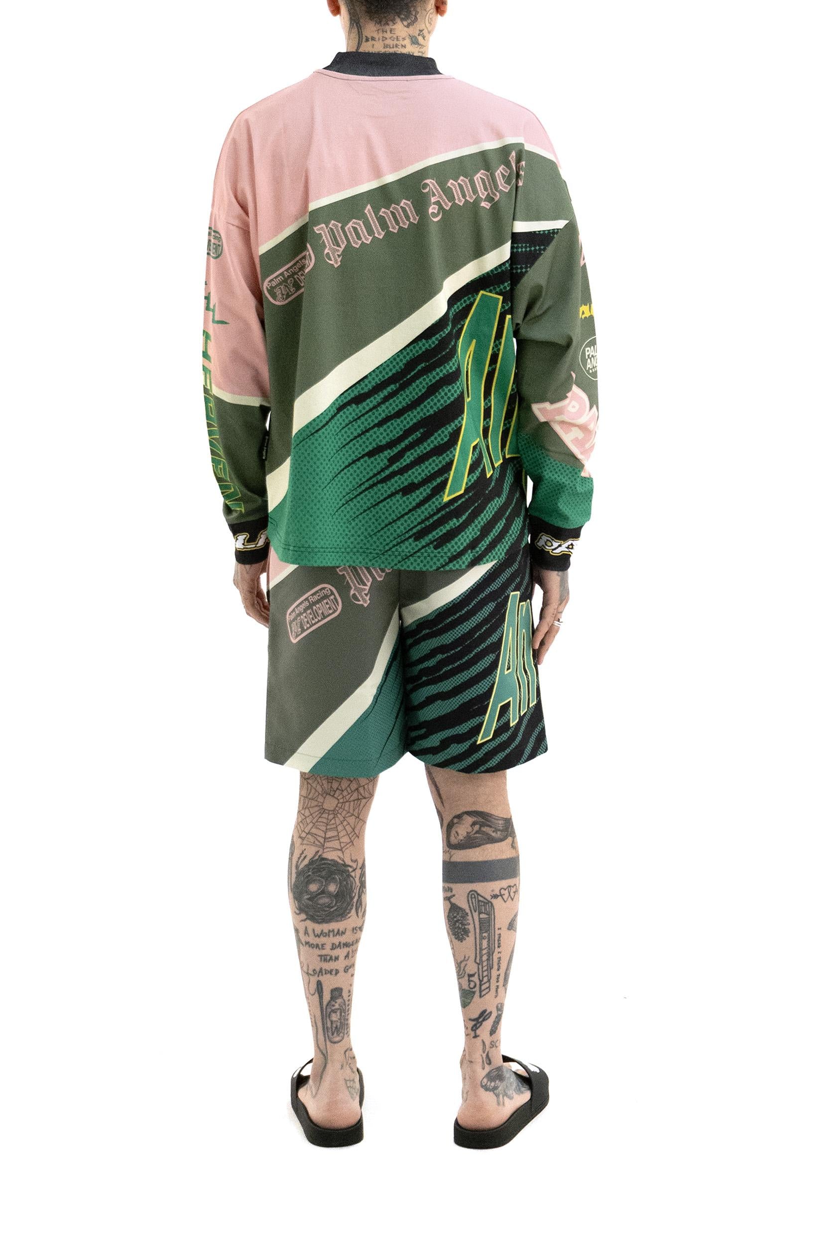 Costume da bagno Racing di colore verde e rosa<BR/> PMFD01BS26FAB001 3055 PALM ANGELS 