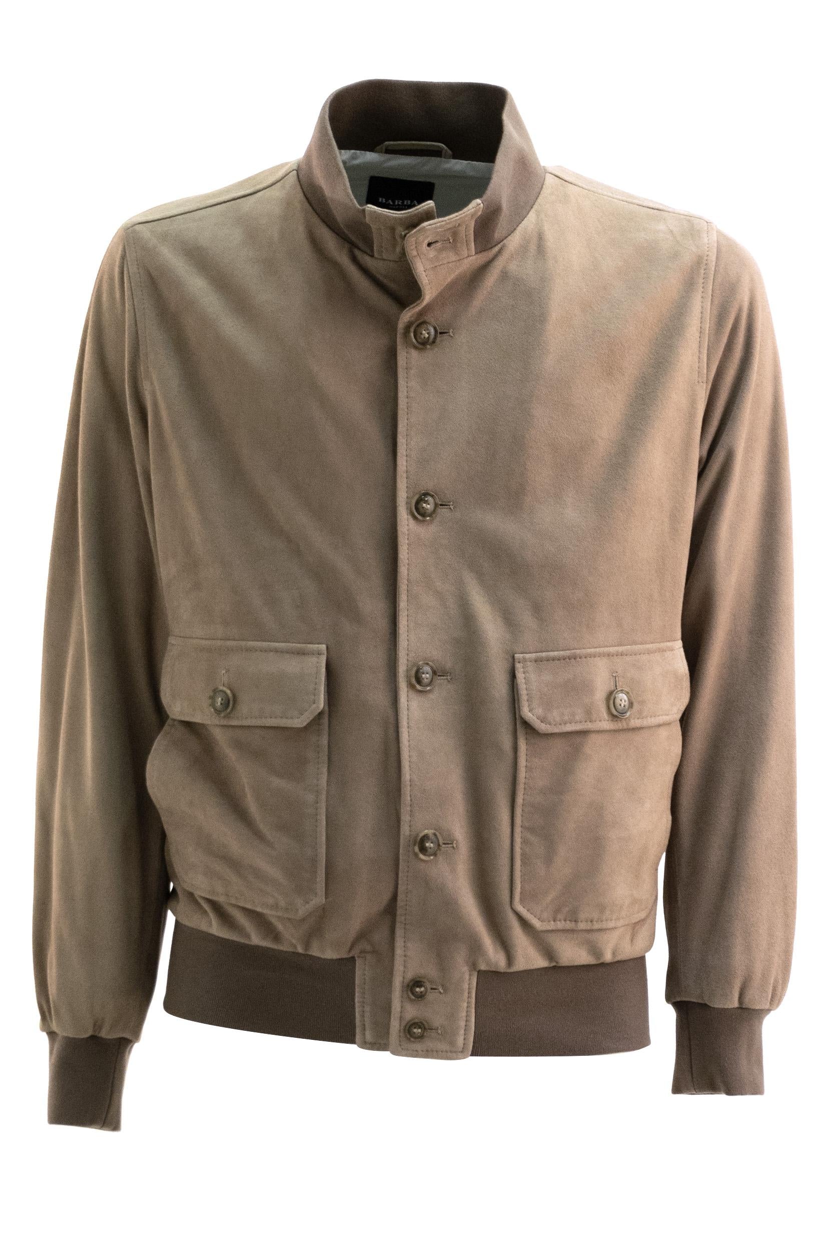 Bomber in suede di coloremarrone<BR/> 53200 4405 0025 BARBA 