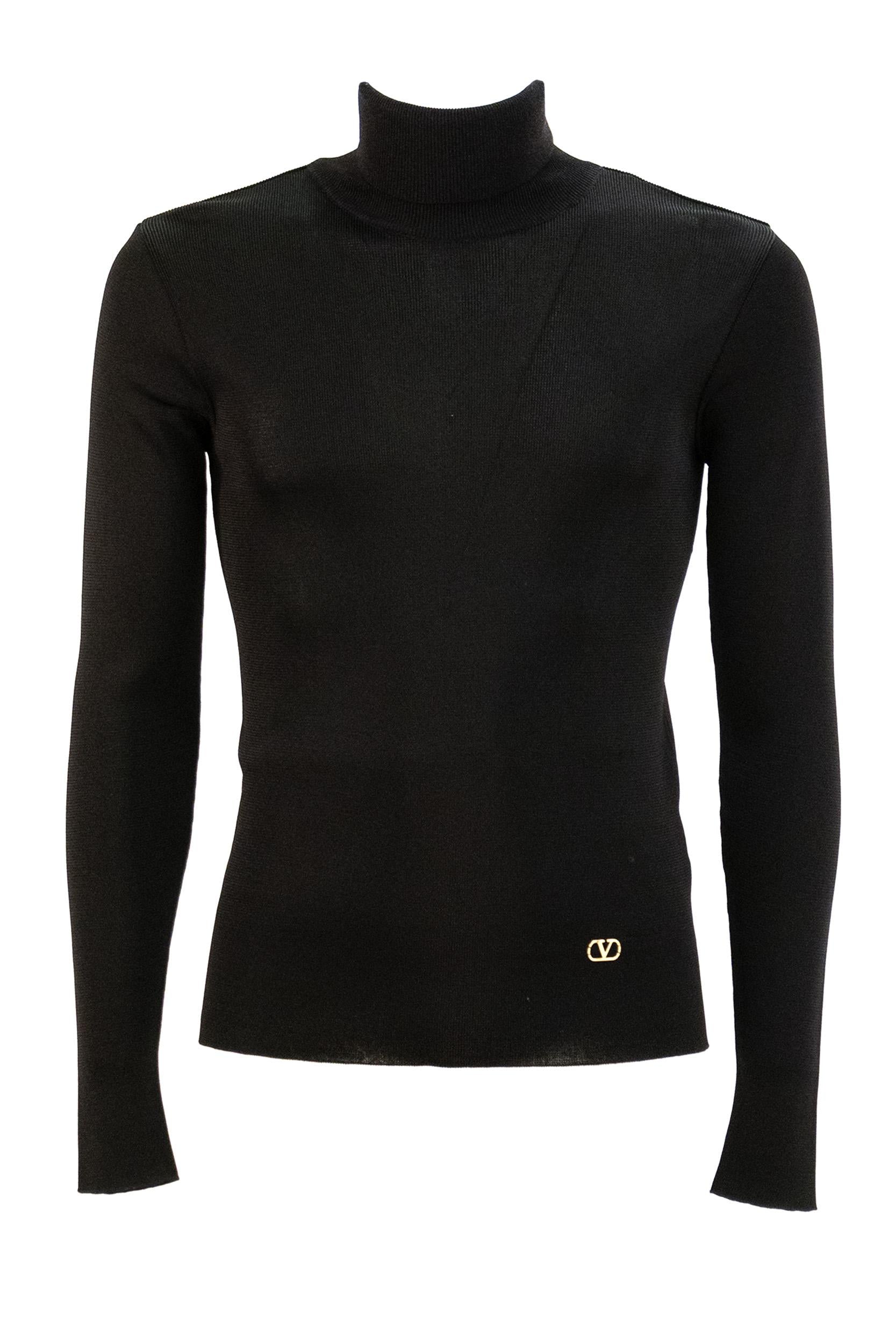 Pullover in viscosa di colore nero<BR/> 7V0KC35TB5R 0NO VALENTINO GARAVANI 