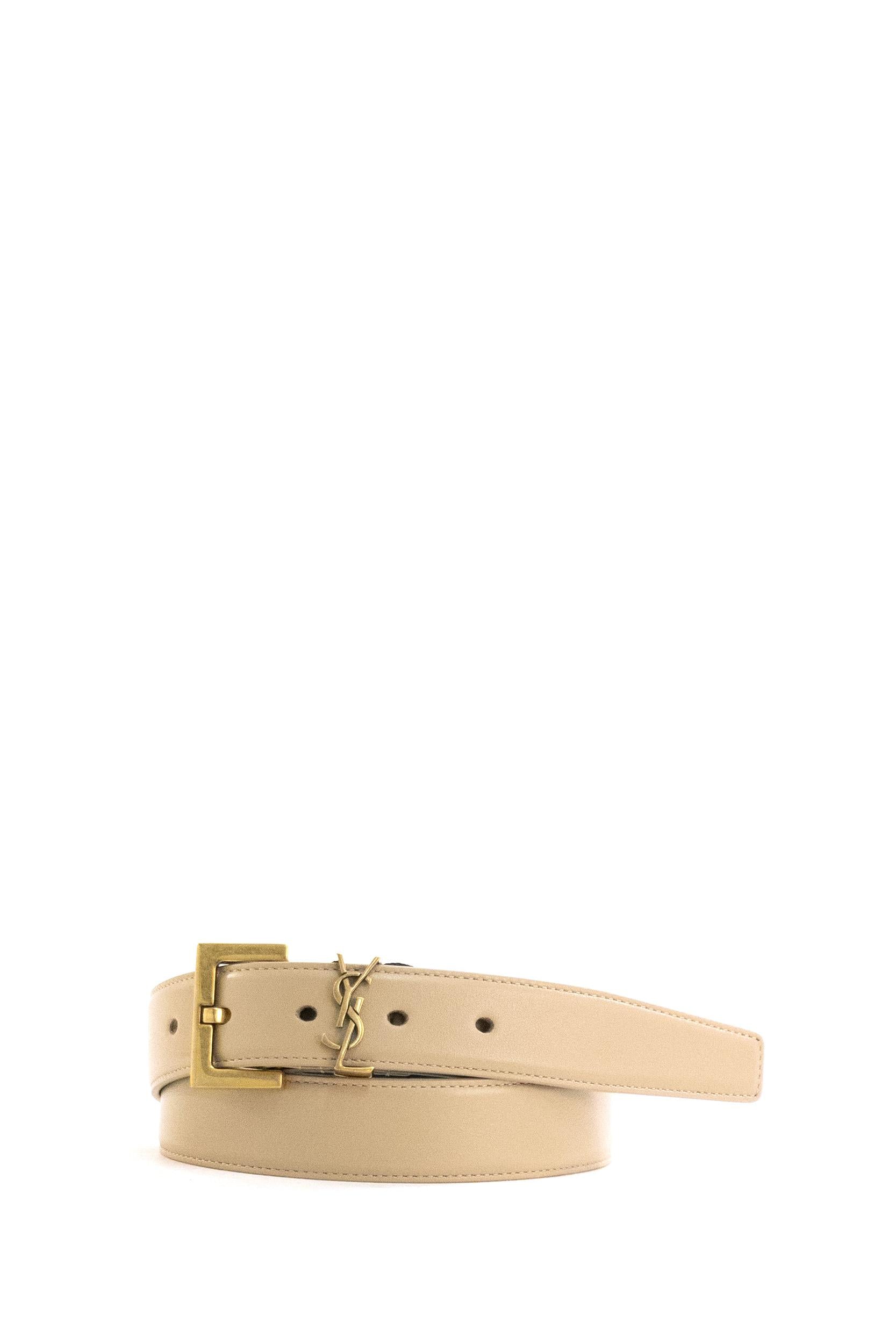 Cintura Cassandre in pelle liscia color beige <BR/> 634437 BOO0W 2721 SAINT LAURENT 