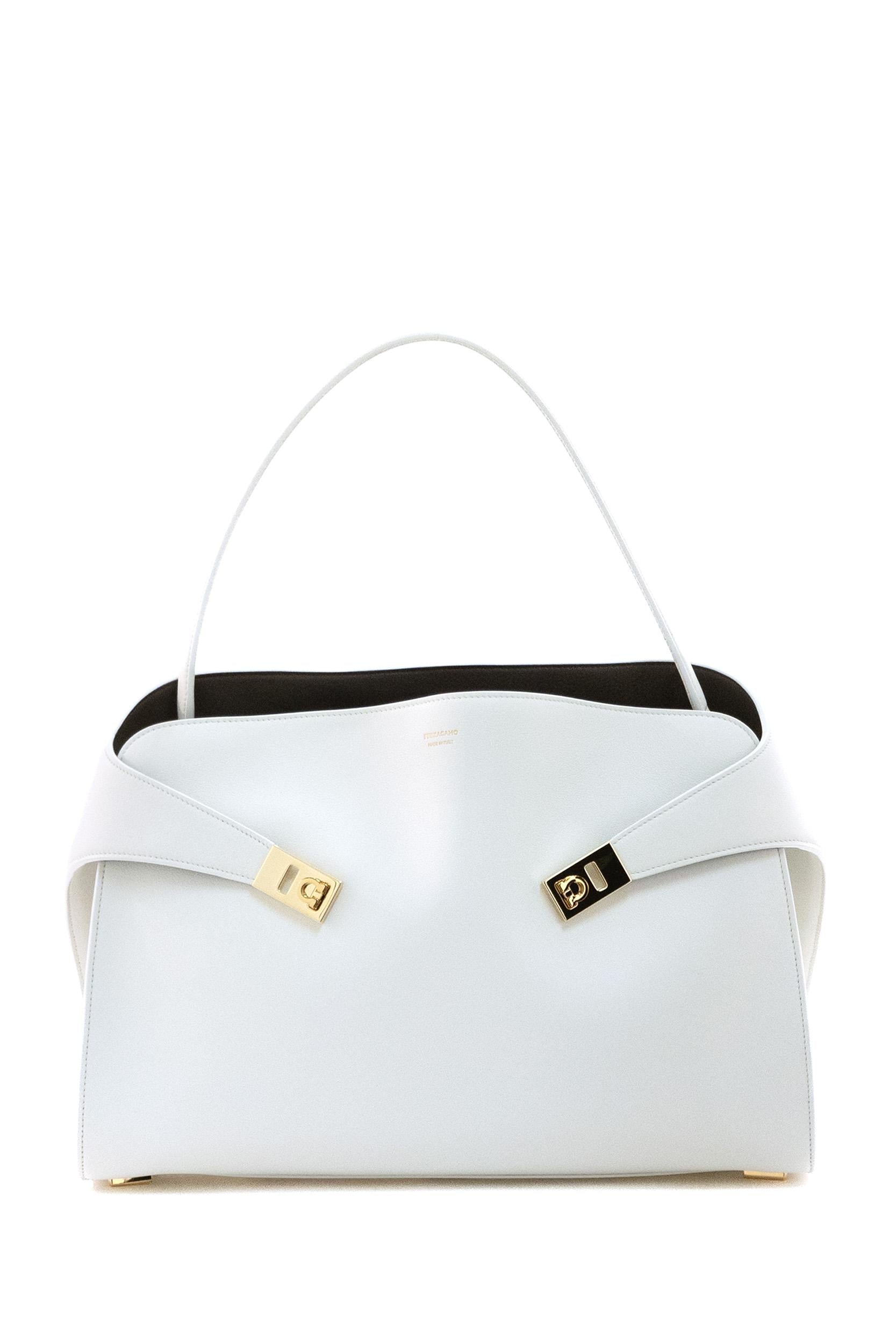 Borsa Hug Soft<BR/> 219939 0782634 WHITE/CONCRETE FERRAGAMO 