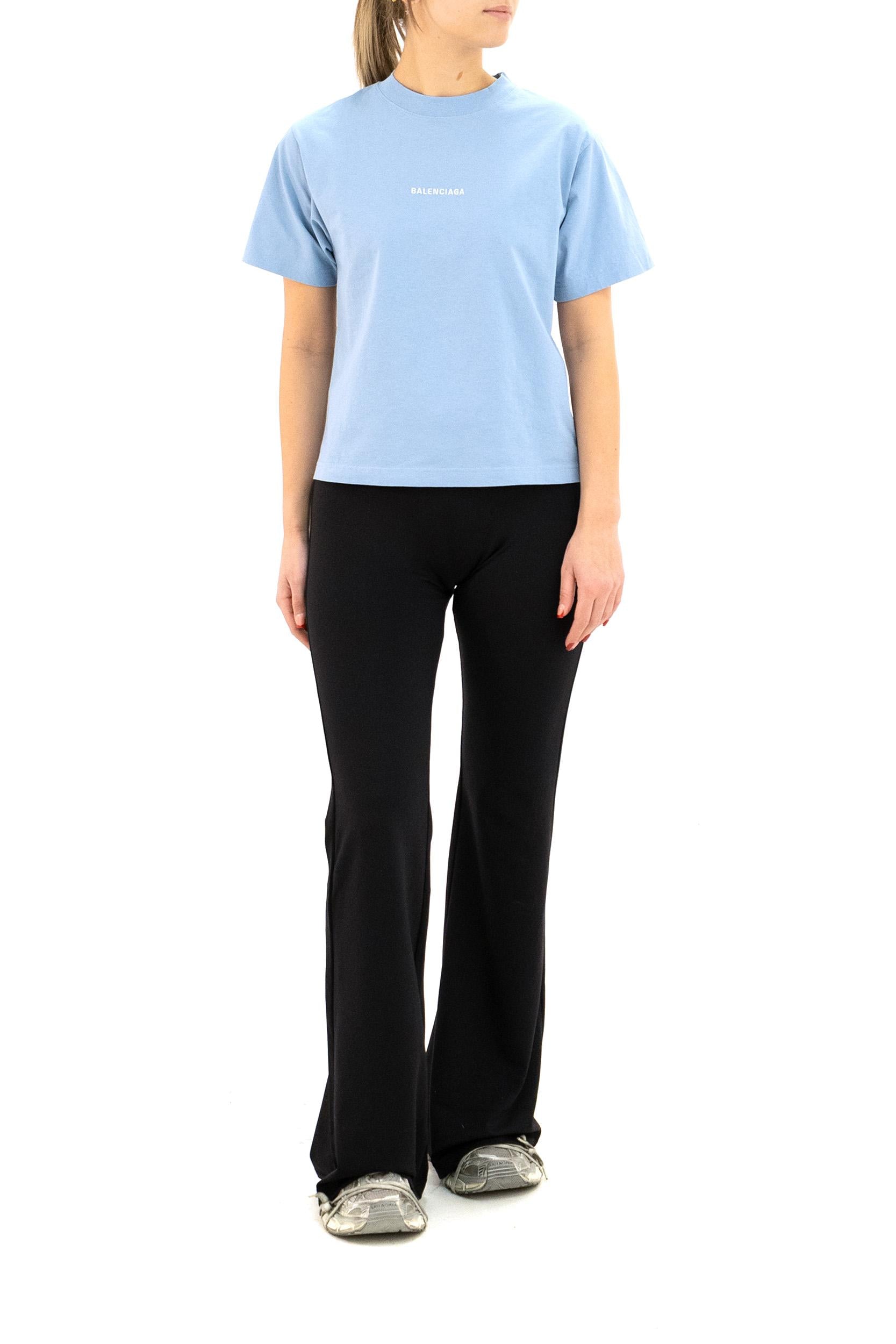 T-Shirt Balenciaga Back in jersey dry di colore azzurro<BR/> 850990 TTVJ1 4773 BALENCIAGA 