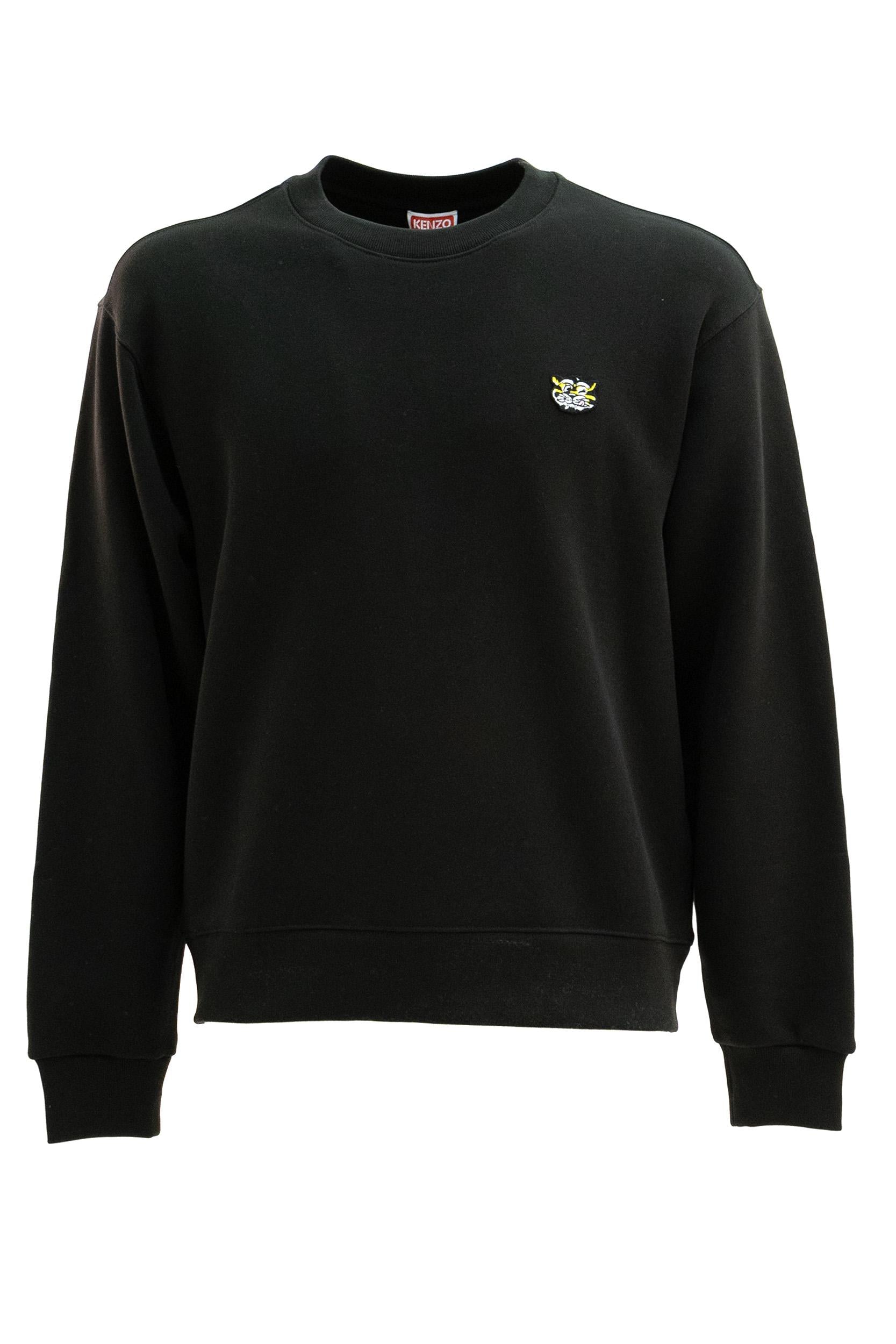 Felpa in cotone di colore nero<BR/> FG55SW2054MJ 99J KENZO 