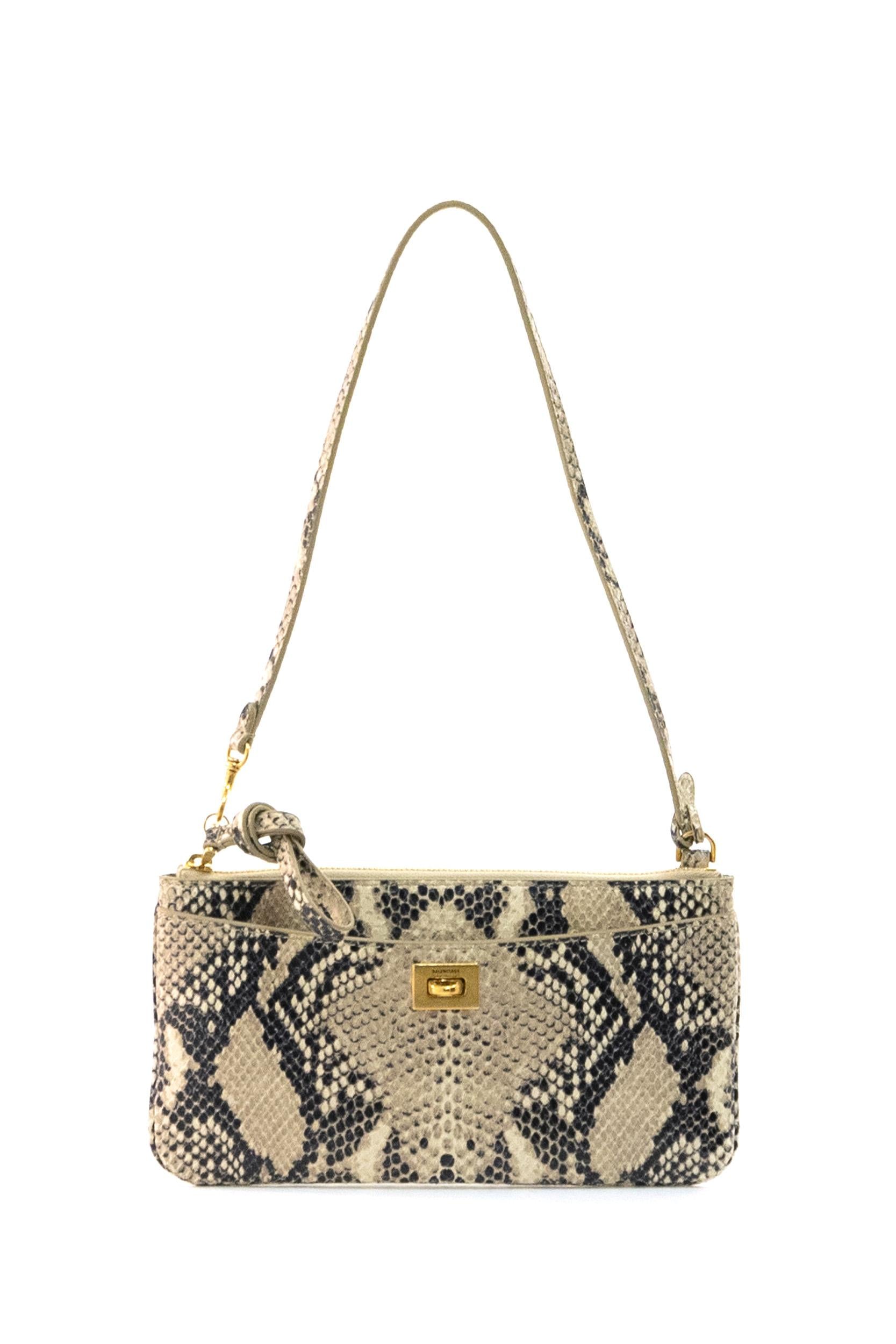 Pochette Rodeo in pelle con lavorazione pitone naturale<BR/> 853395 2ACAM 2417 BALENCIAGA 