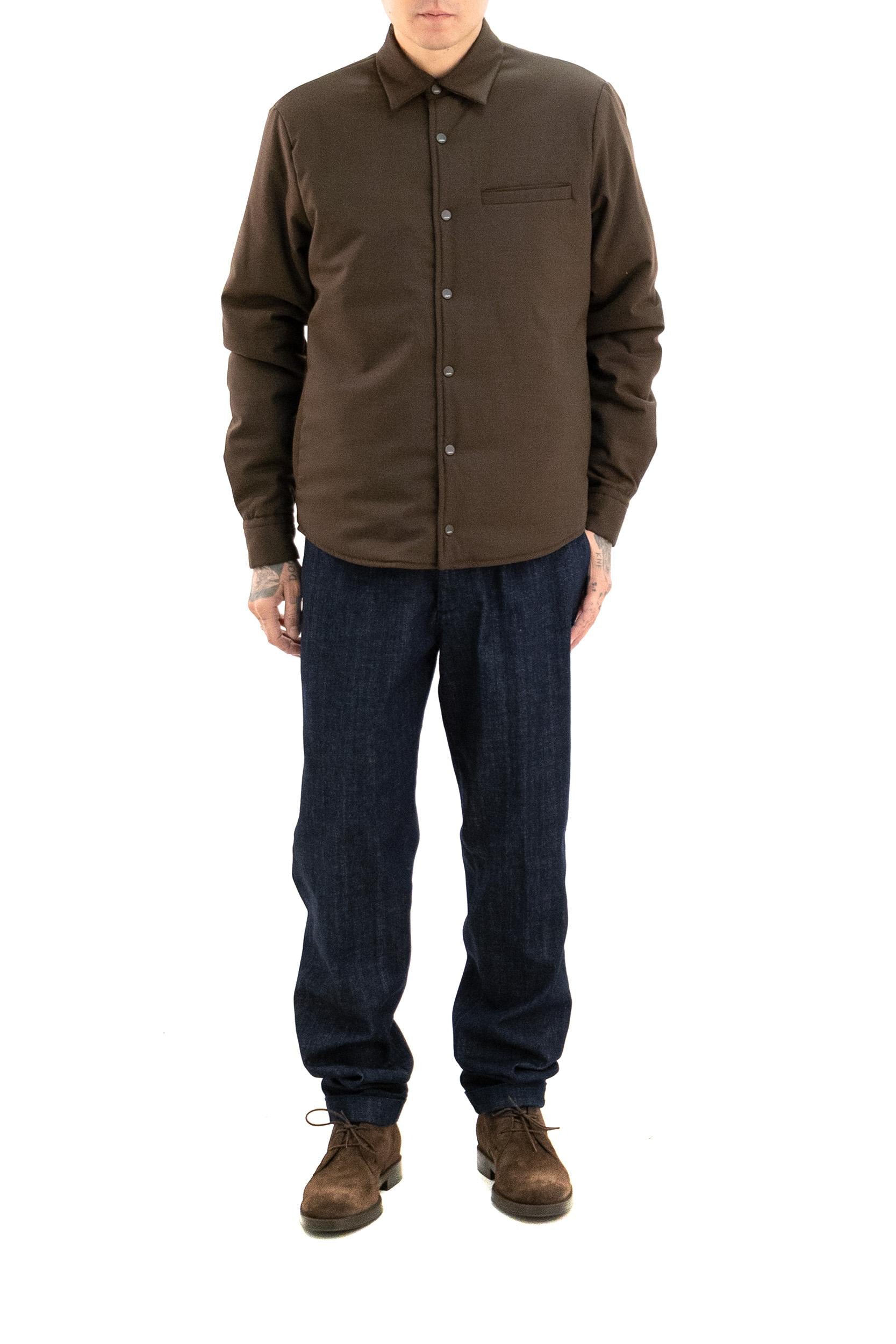 Overshirt in lana di colore marrone<BR/> S.M03.GRENOBLE 1627 144 CRUNA 