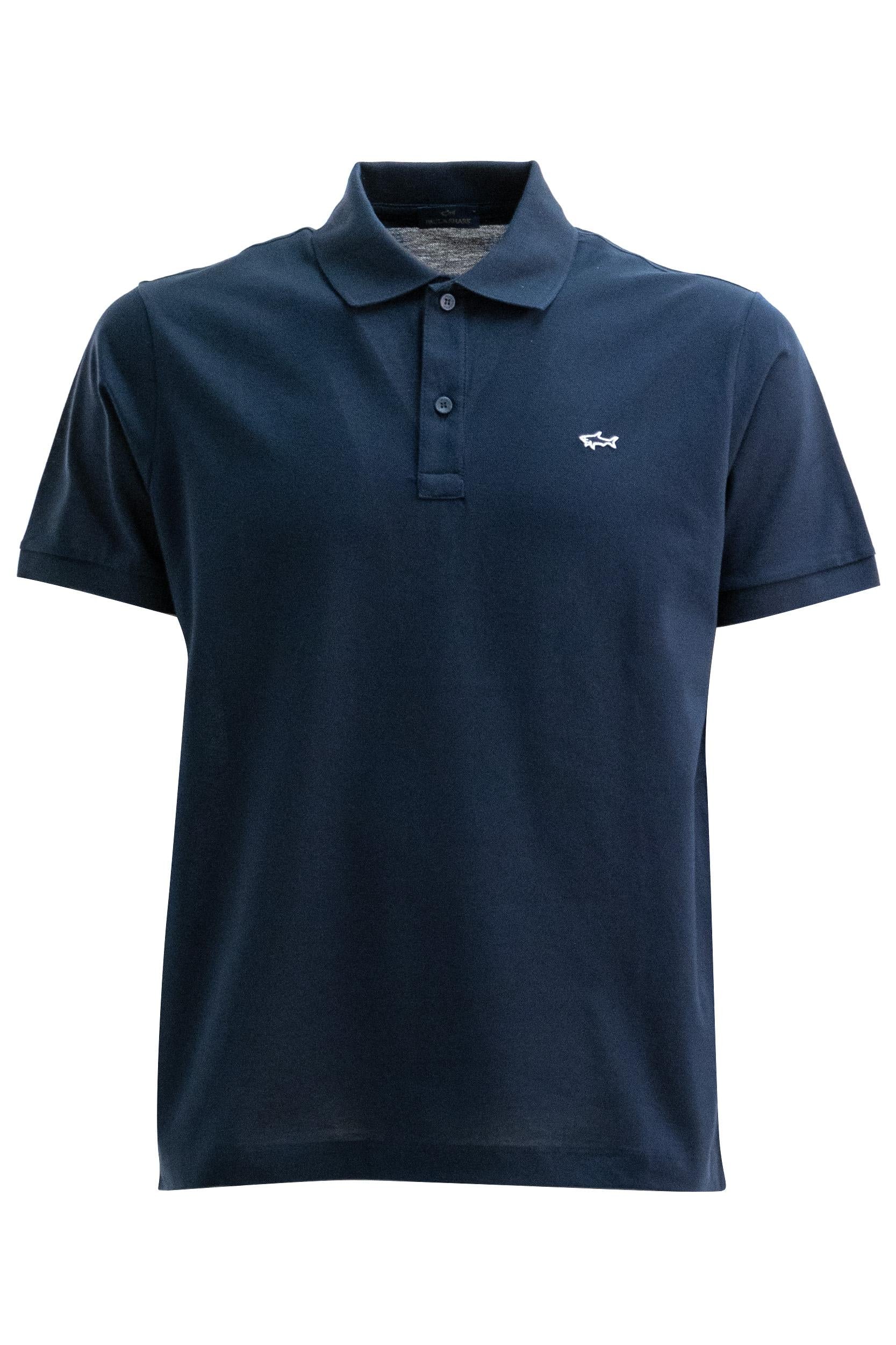Polo in piqué di cotone di colore blu scuro<BR/> 99311001 013 PAUL & SHARK 