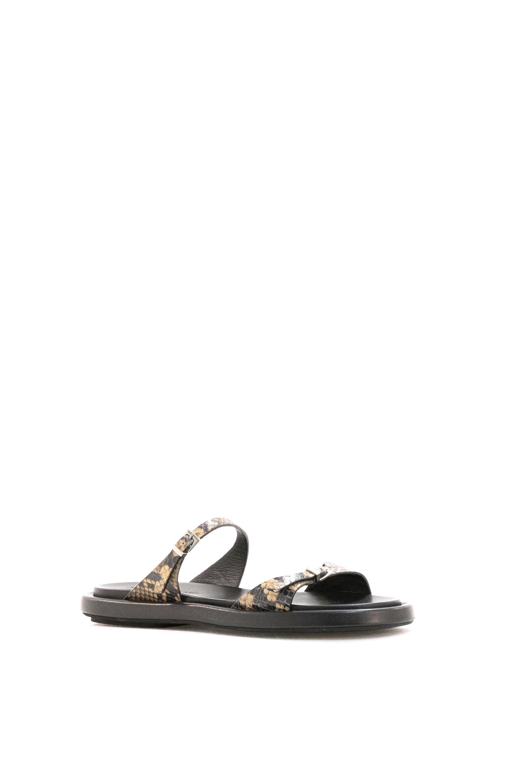 Sandali Laila in pelle stampa pitone color naturale<BR/> ARE14 DIAMANTE SABBIA POEVE 