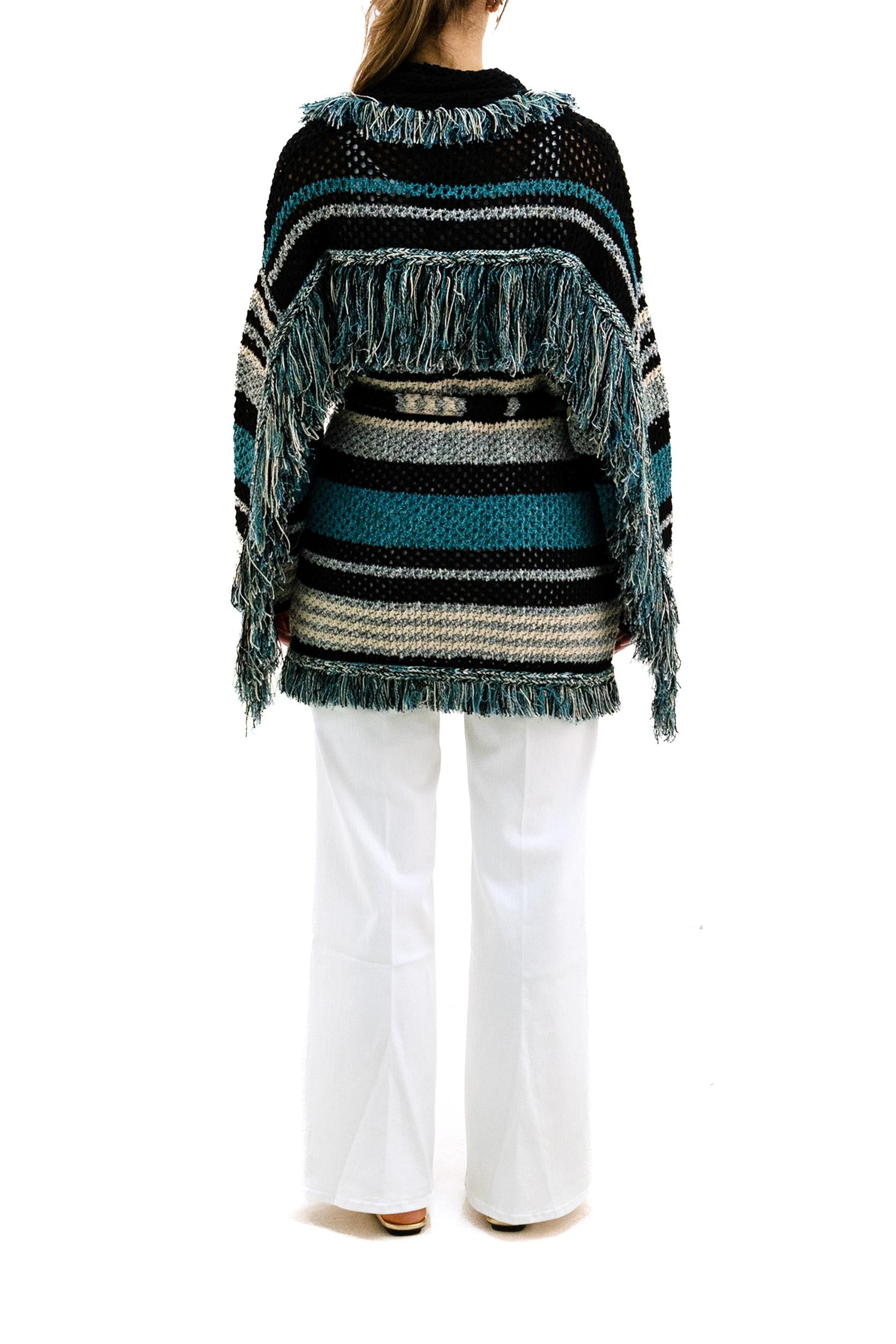 Cardigan a Righe in Cotone<BR/> LWHB064R26KNI012 1084 ALANUI 