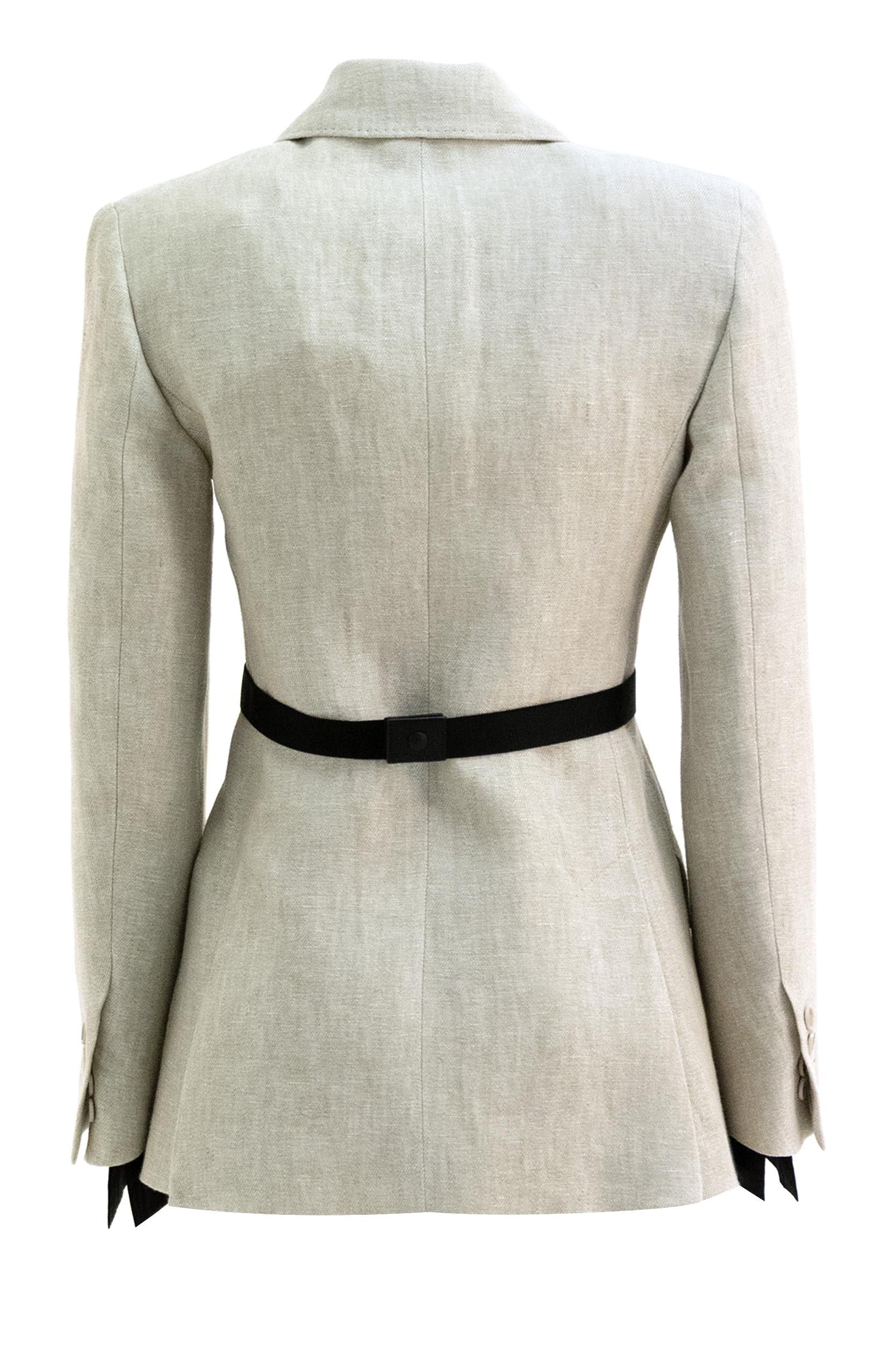 Giacca doppiopetto in drill di lino color avorio<BR/> MXSNEUTRO 002 MAX MARA 