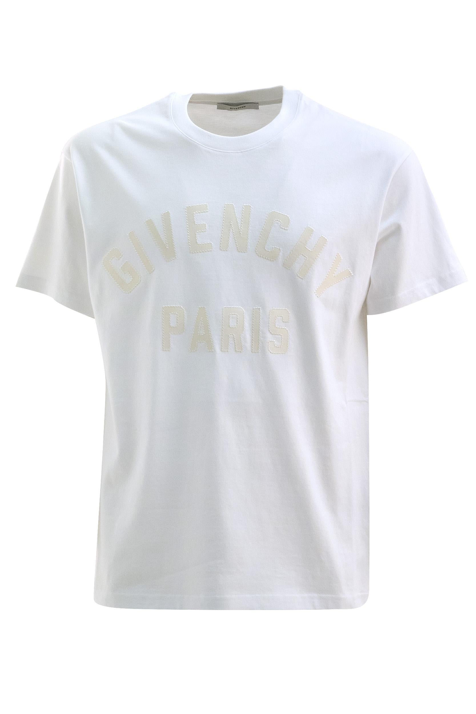 T-shirt in jersey di cotone color bianco<BR/> BM71NK3YRS 100 GIVENCHY 