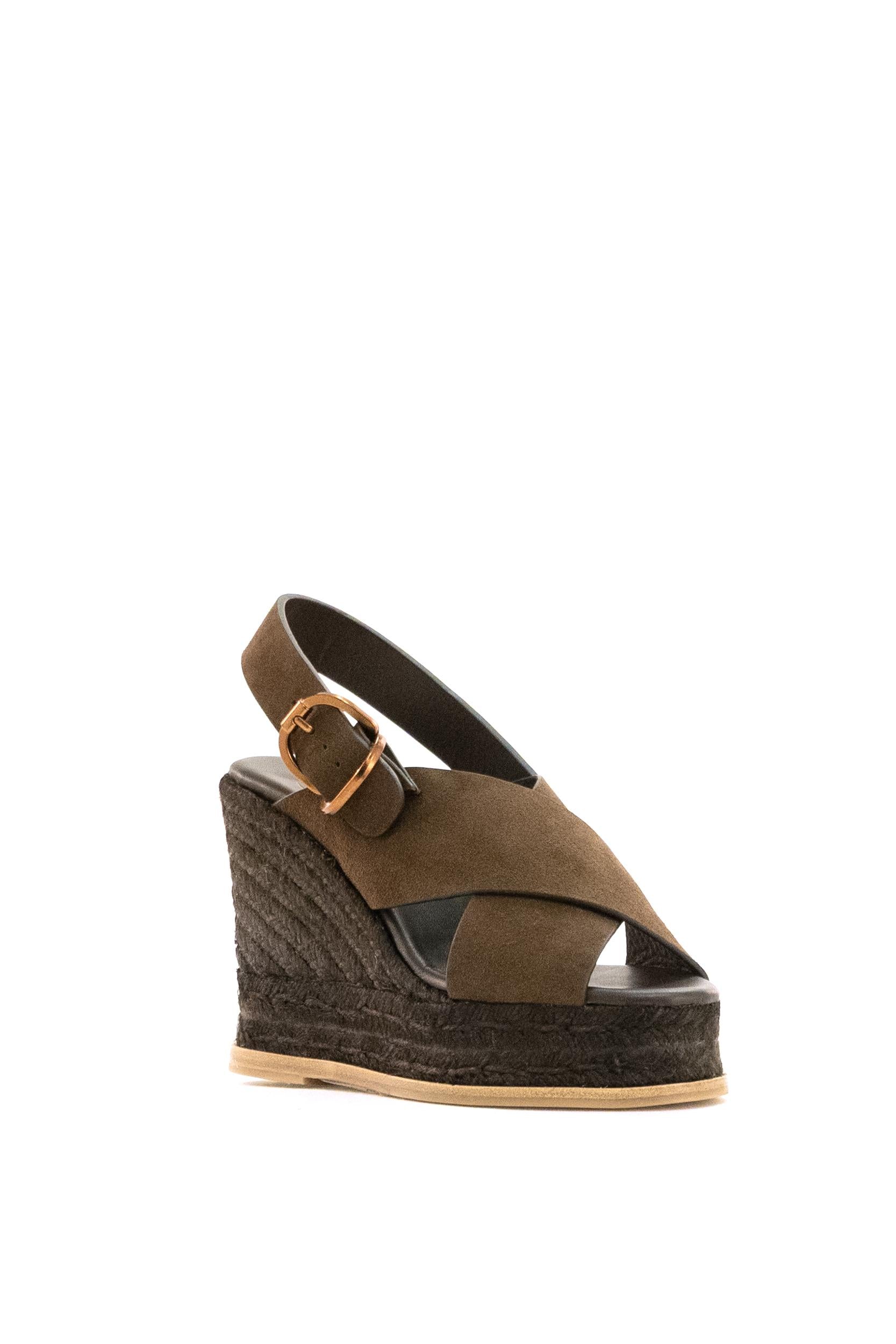 Espadrillas con zeppa Betina in suede di colore marone<BR/> BETINA C/8ED/269 MARRON CASTANER 