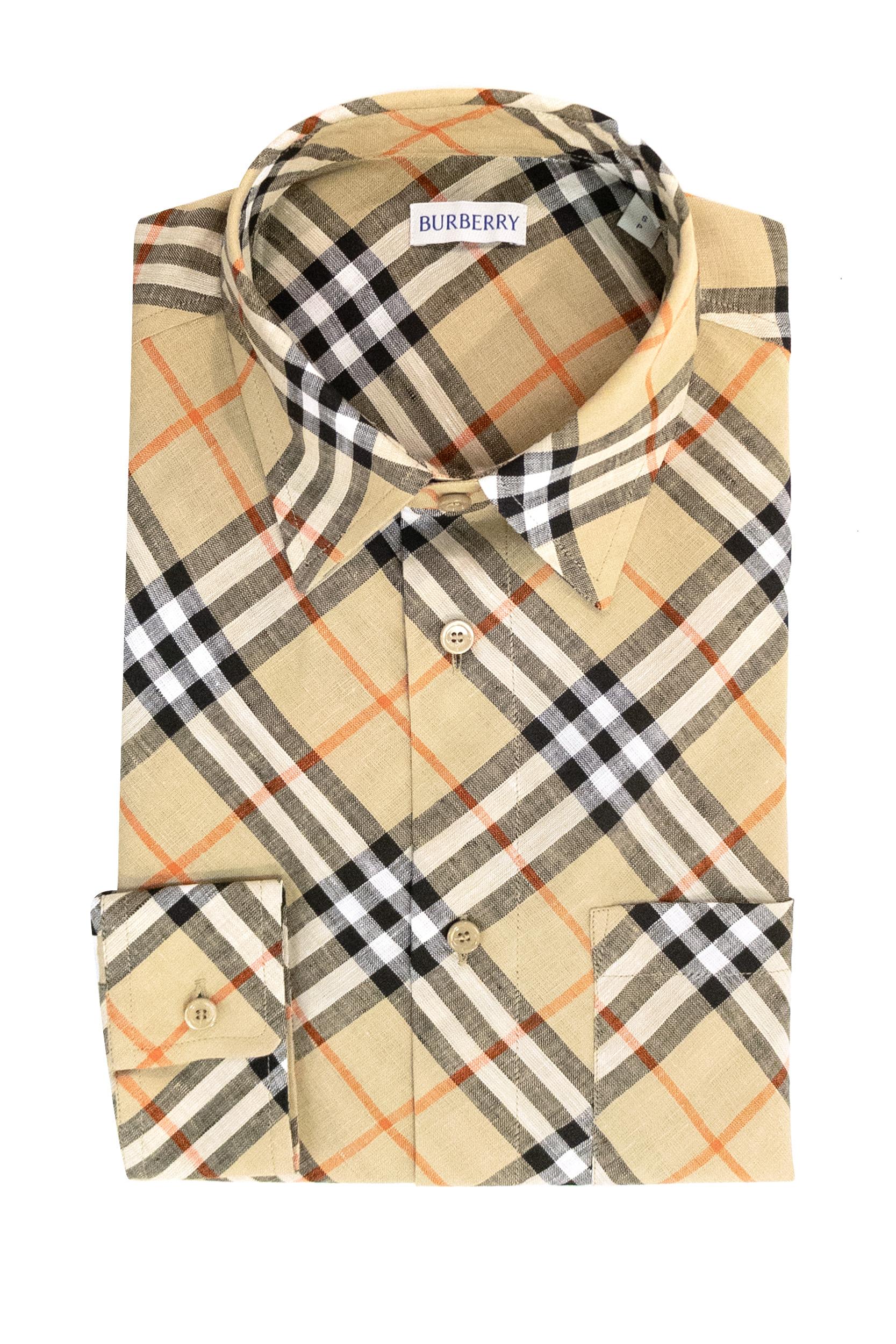 Camicia in lino Check<BR/> 8123684 SANDCHECK BURBERRY 