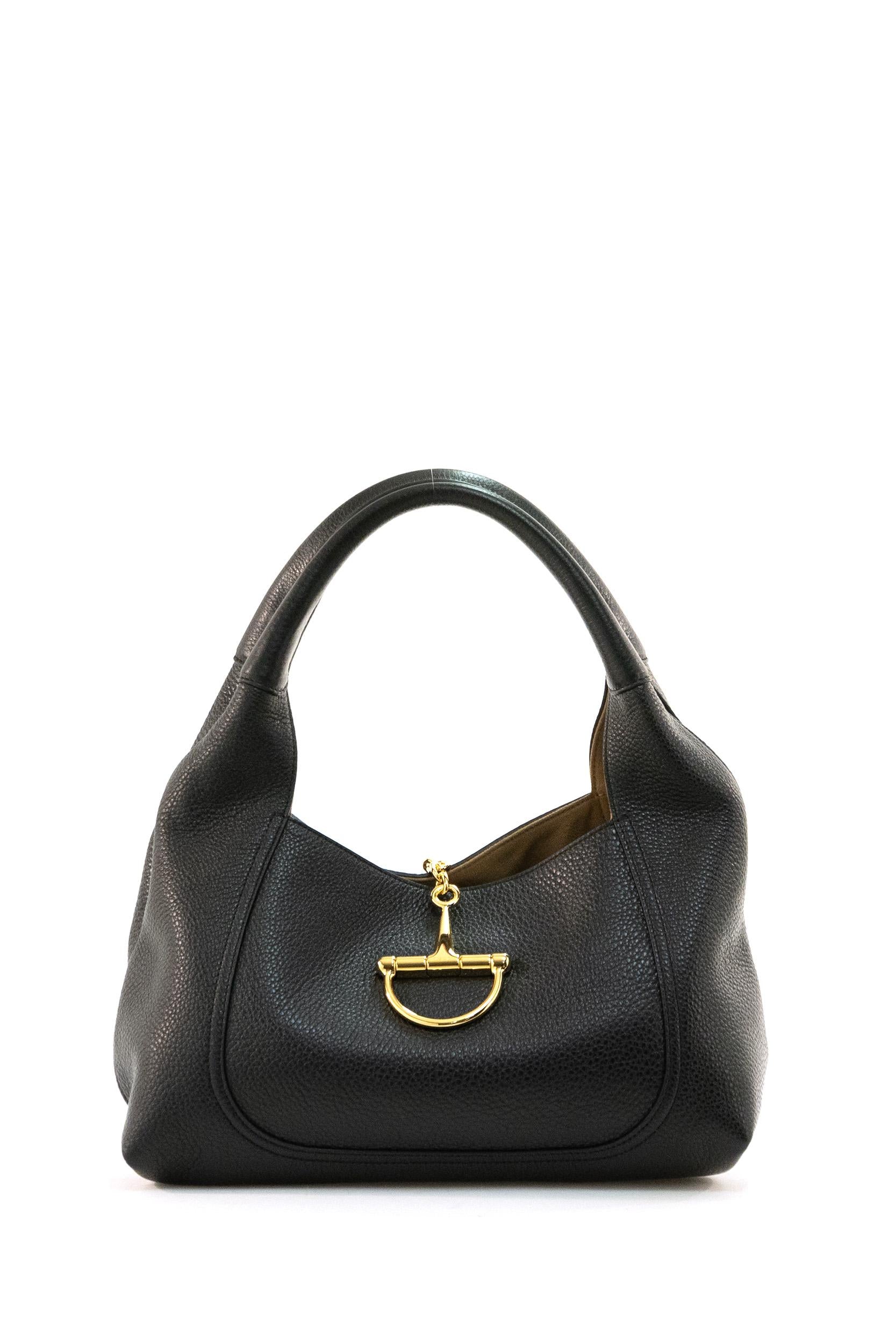 Borsa a spalla Gucci Softbit in pelle martellata di colore nero<BR/> 858297 AAEAO 1000 GUCCI 