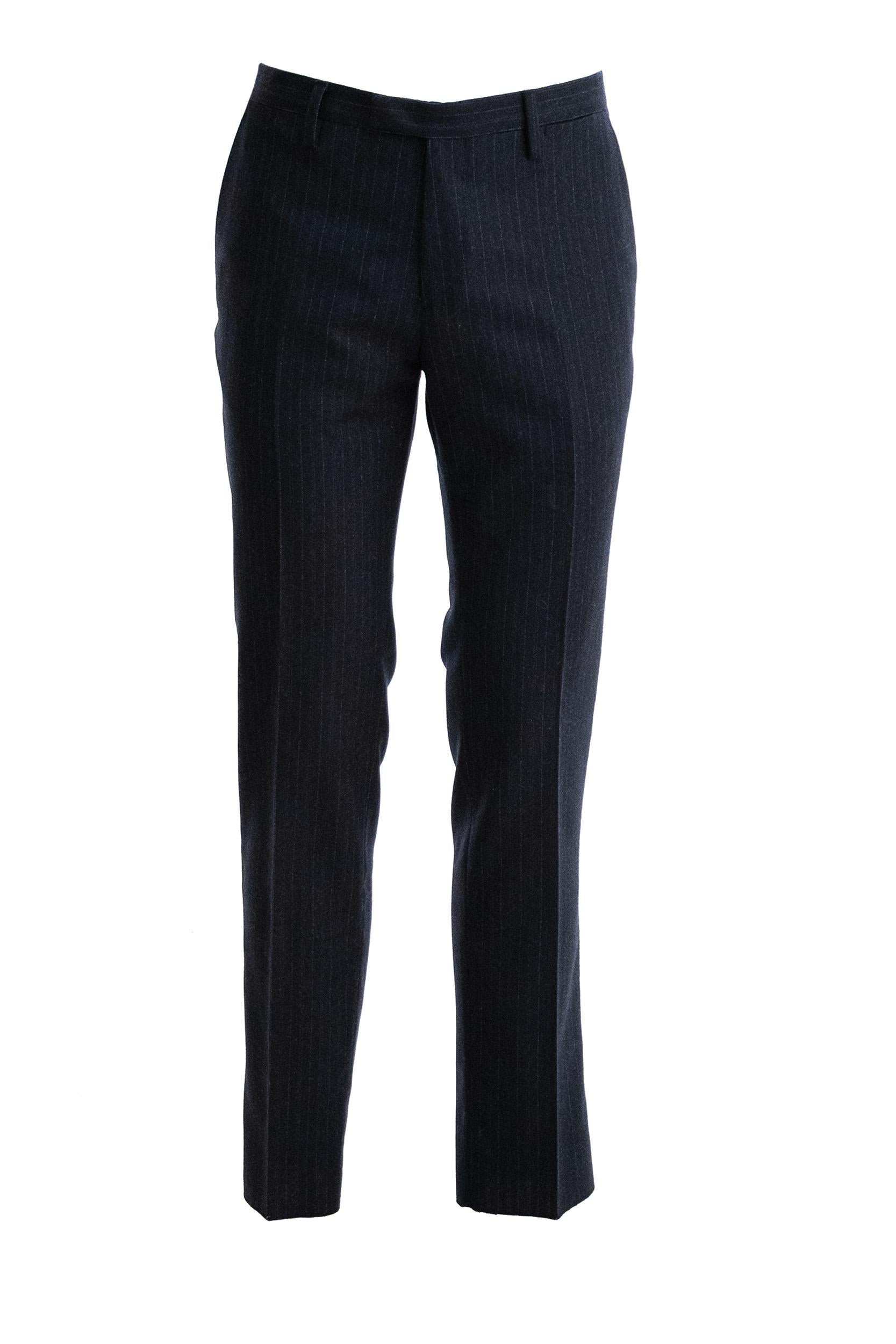 Abito doppiopetto gessato in lana di colore blu<BR/> Y42C2A FB5105 0780 BOGLIOLI 