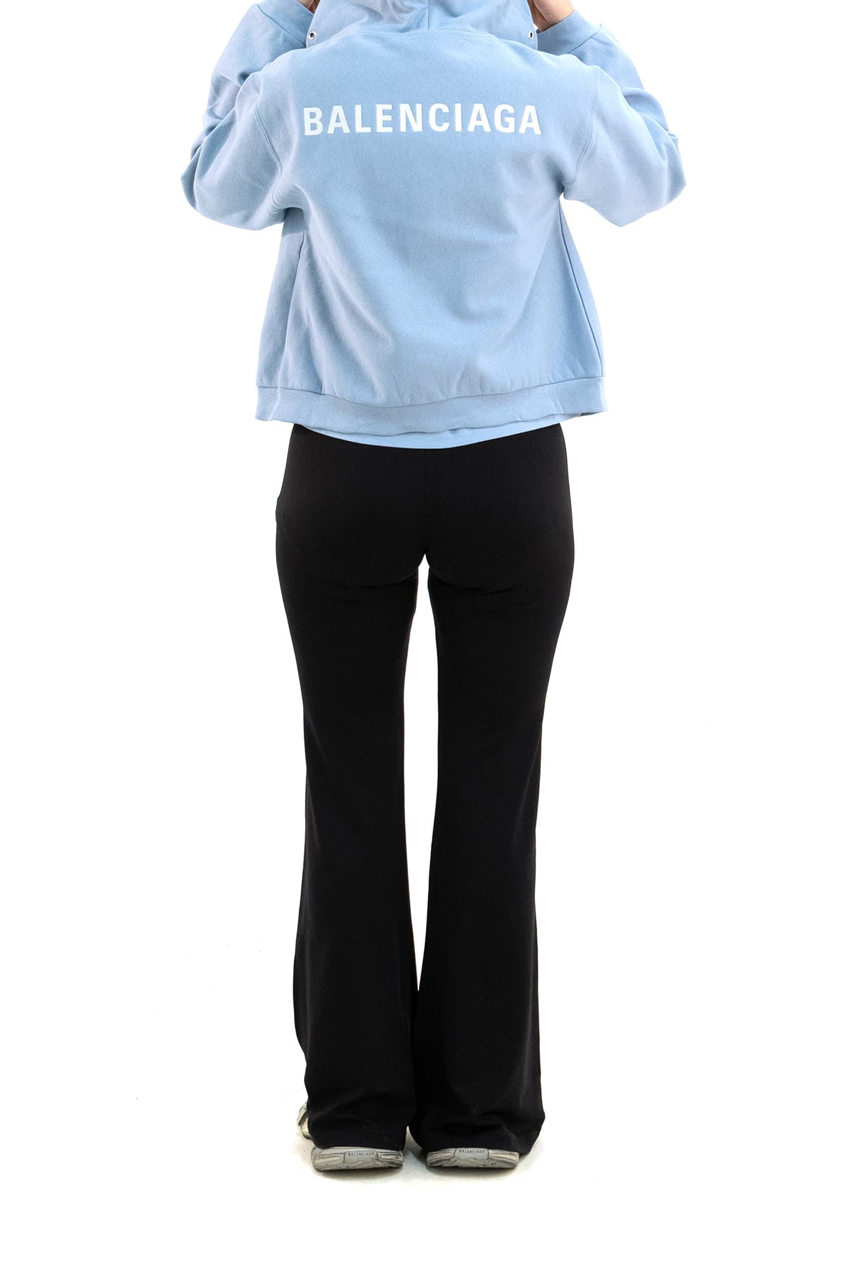 Felpa con cappuccio in pile dry di colore azzurro<BR/> 851236 TTVJ2 4773 BALENCIAGA