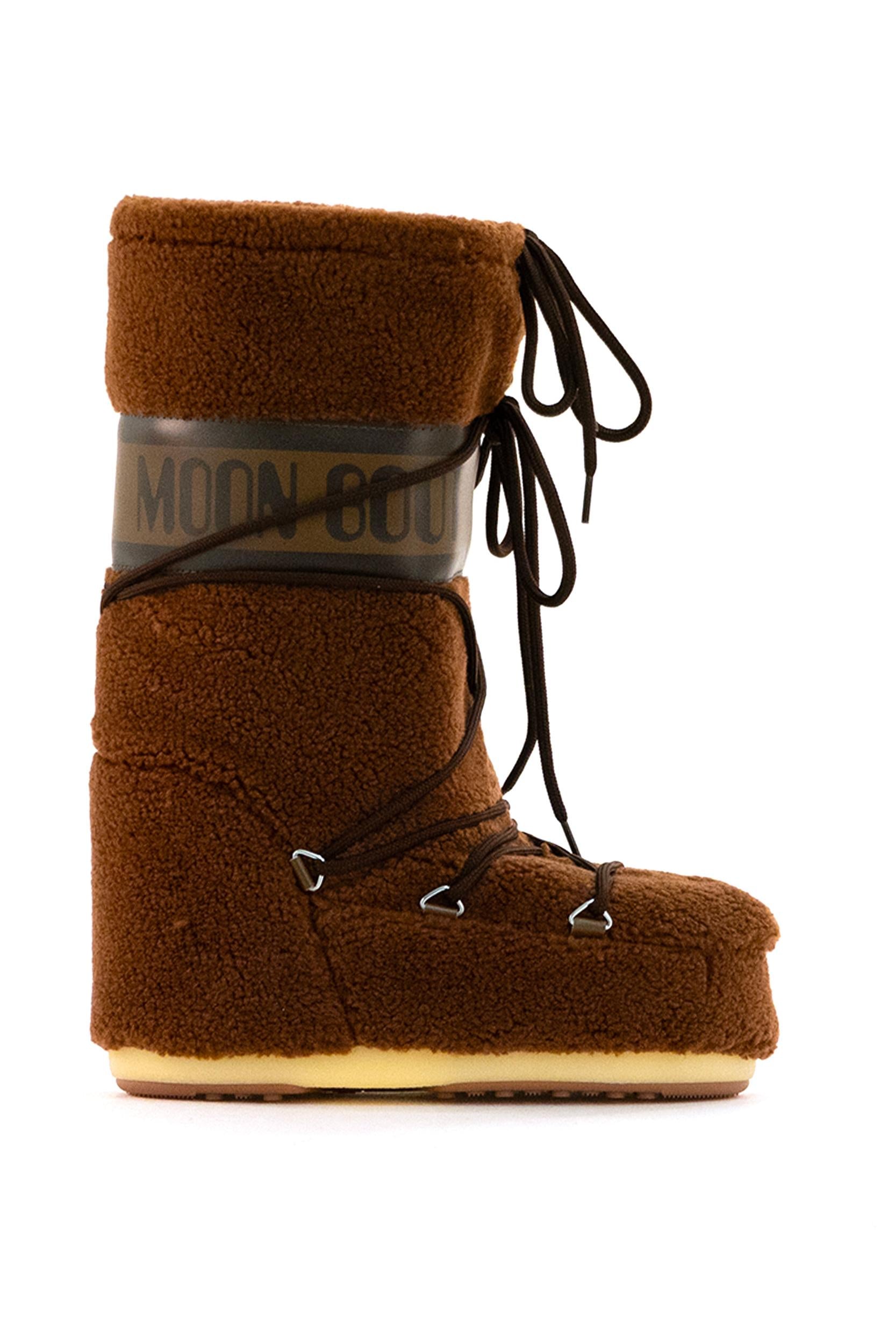 Stivali da neve Moon Boot Icon in tessuto teddy color marrone<BR/> 80D1403080 M004 MOON BOOT 