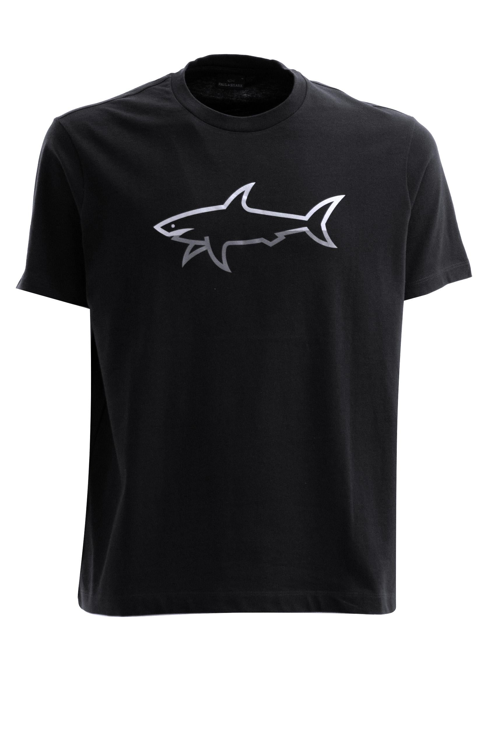 T-shirt in cotone di colore nero<BR/> 25411078 011 PAUL & SHARK 