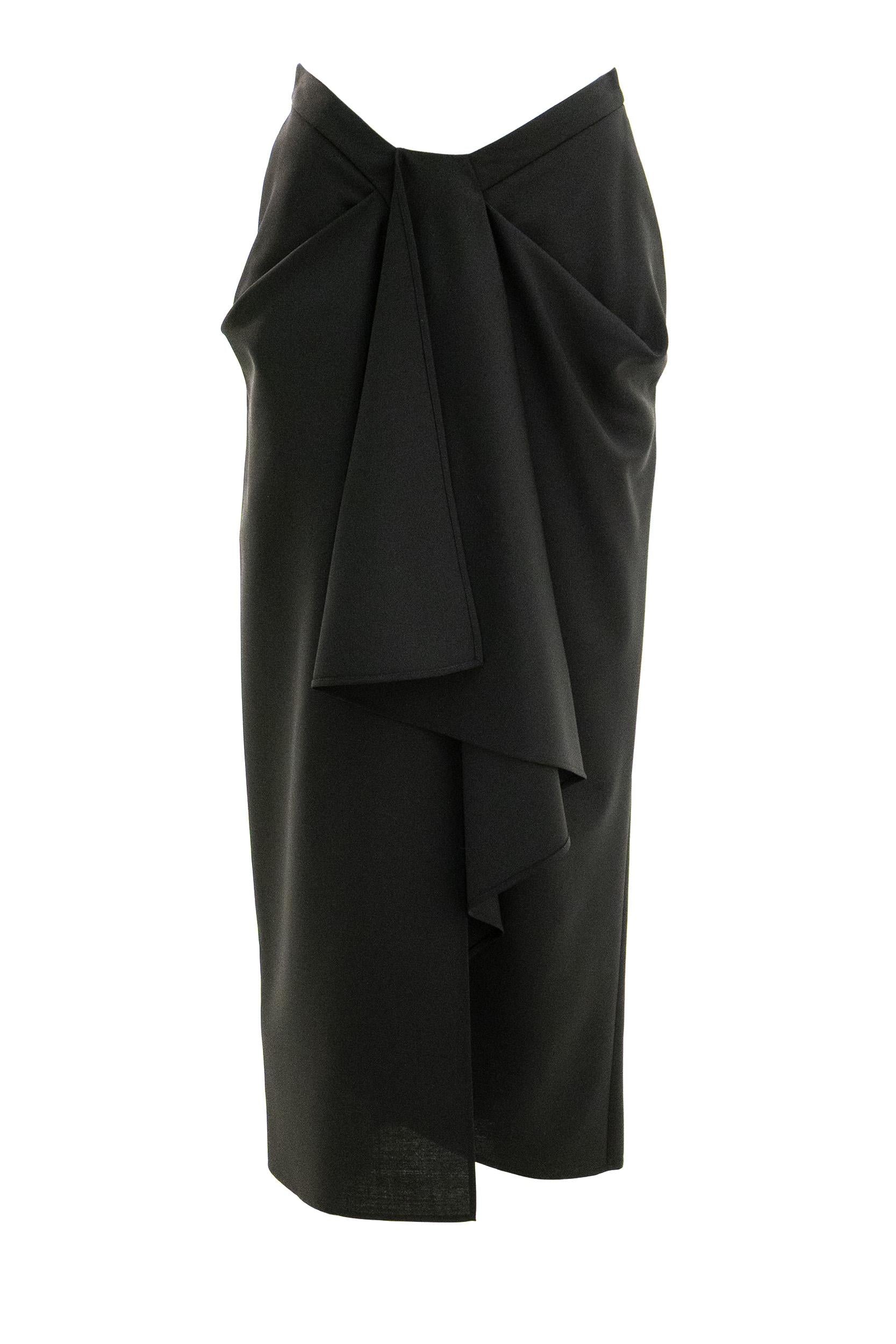 Gonna Lunga Drappeggiata in Lana e Mohair<BR/> BW411U100H 001 GIVENCHY 