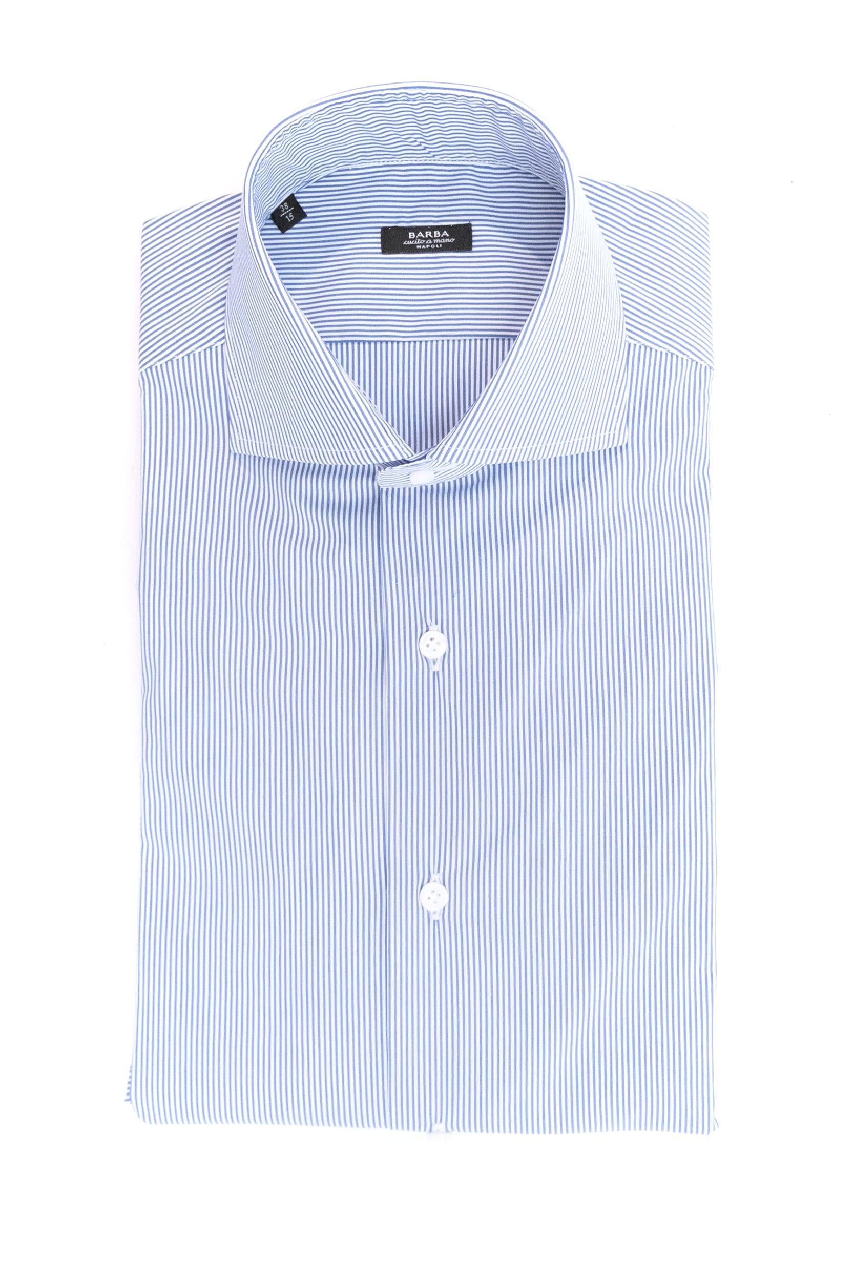 Camicia in cotone a bastoncino di colore bianco e blu <BR/> I1U13P0154086.U 0002 BARBA 