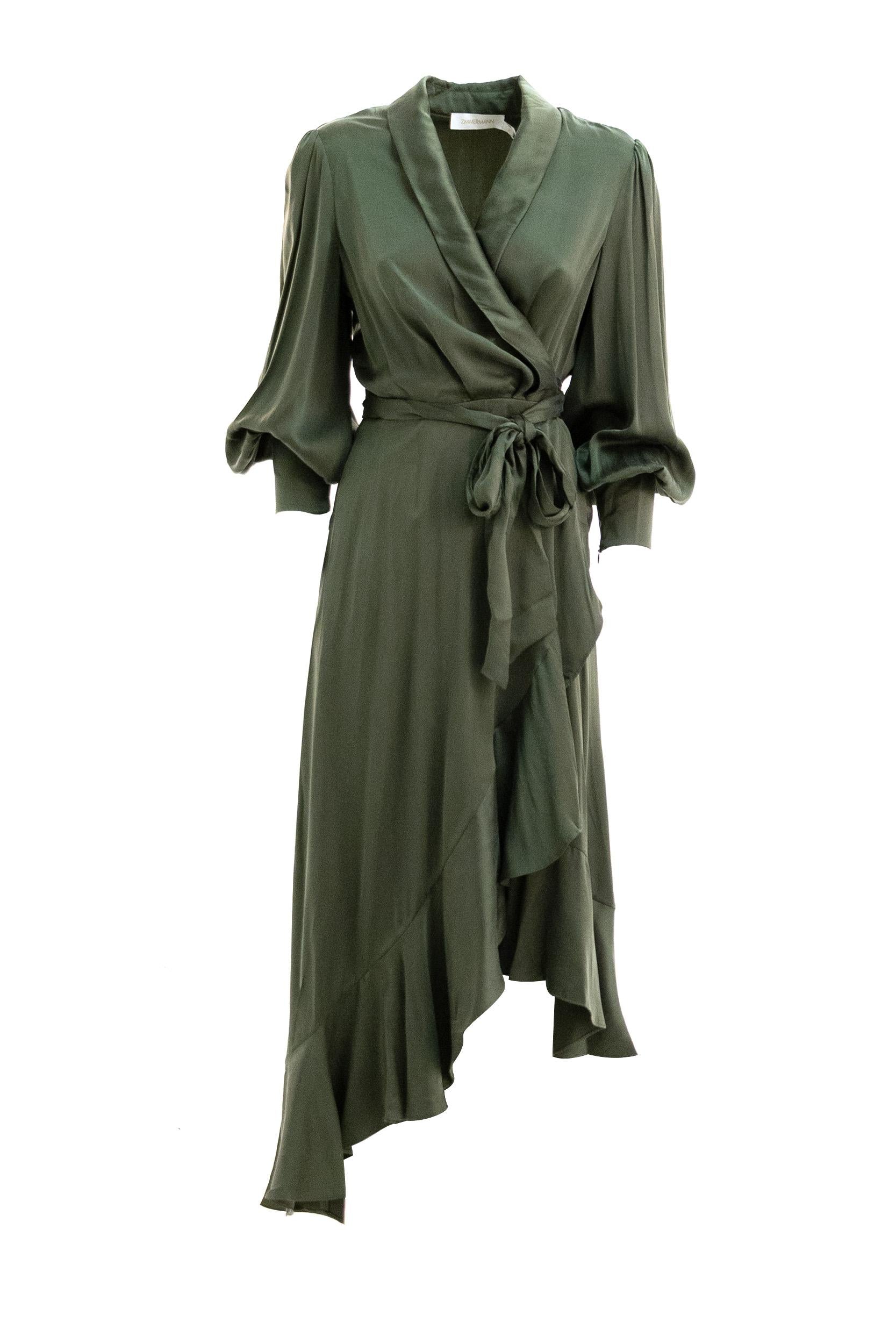 Abito a Portafoglio Seta Verde<BR/> 8066DF25R DARK GREEN ZIMMERMANN 