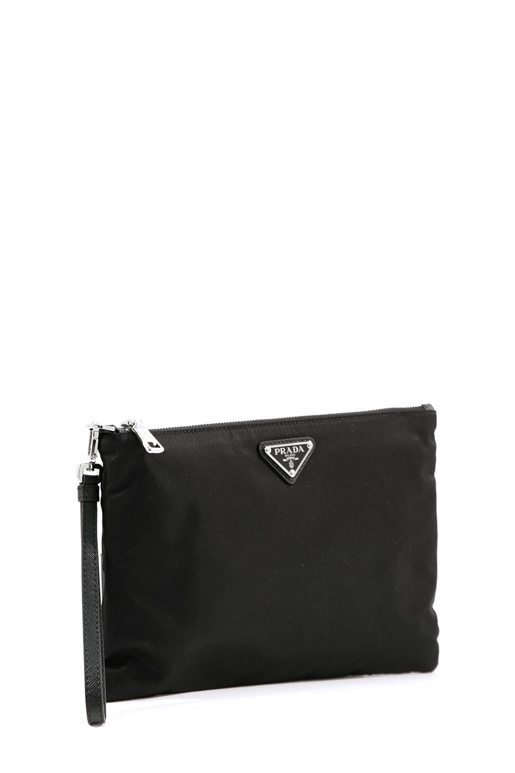 Clucth in re- nylon e saffiano colore nero<BR/> 2NH006 2DMH F0002 PRADA 