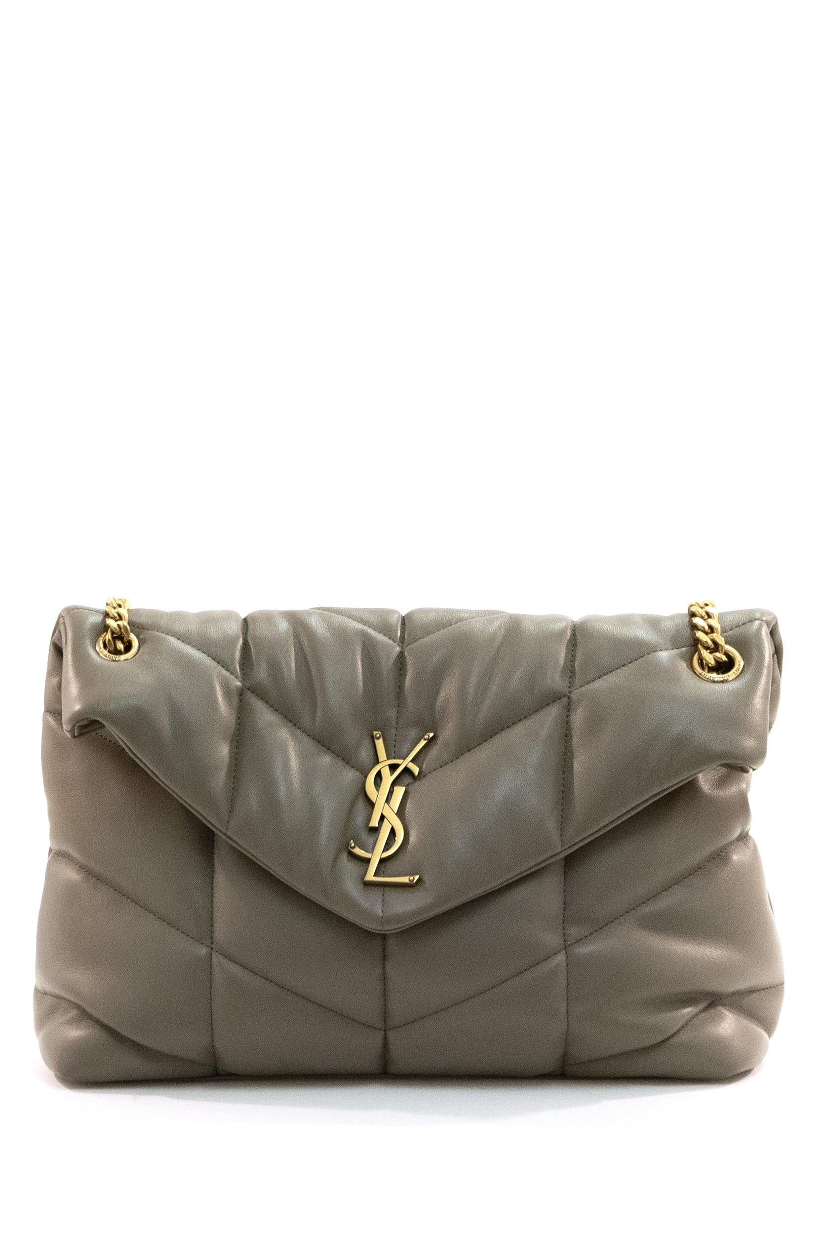 Borsa Loulou Puffer Media in nappa matelassé color tortora<BR/> 577475 1EL07 1799 SAINT LAURENT 