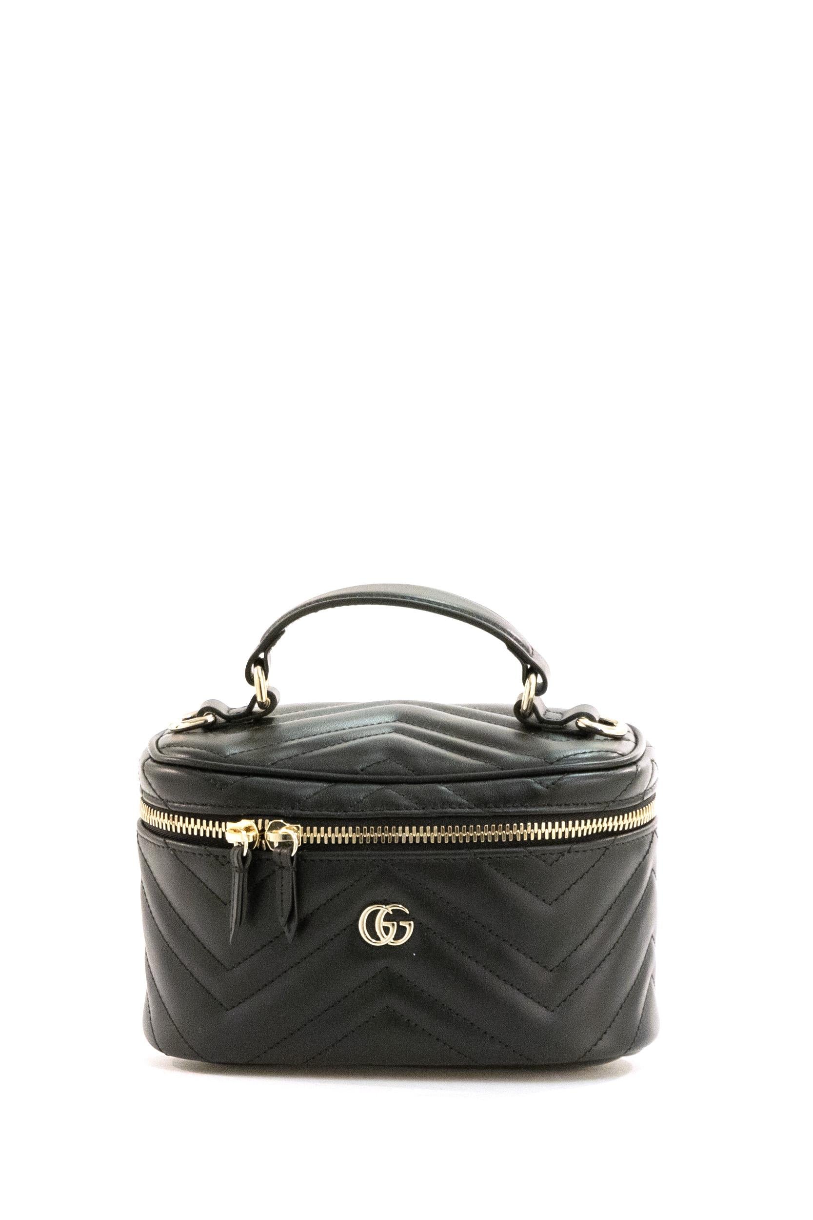 Borsa Vanity GG Marmont Gucci in pelle nera Cumini1