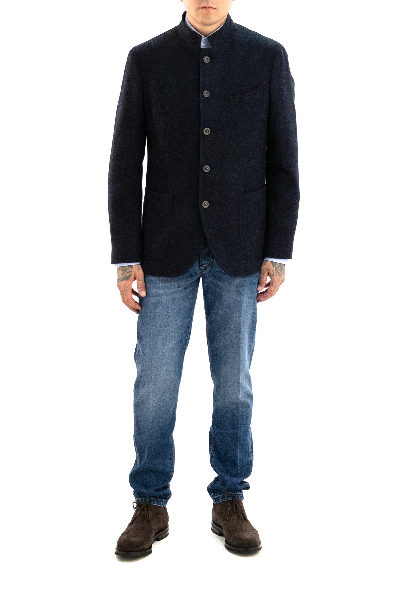Giacca in lana spinata blu<BR/> K5602E FA0052 0785 BOGLIOLI 