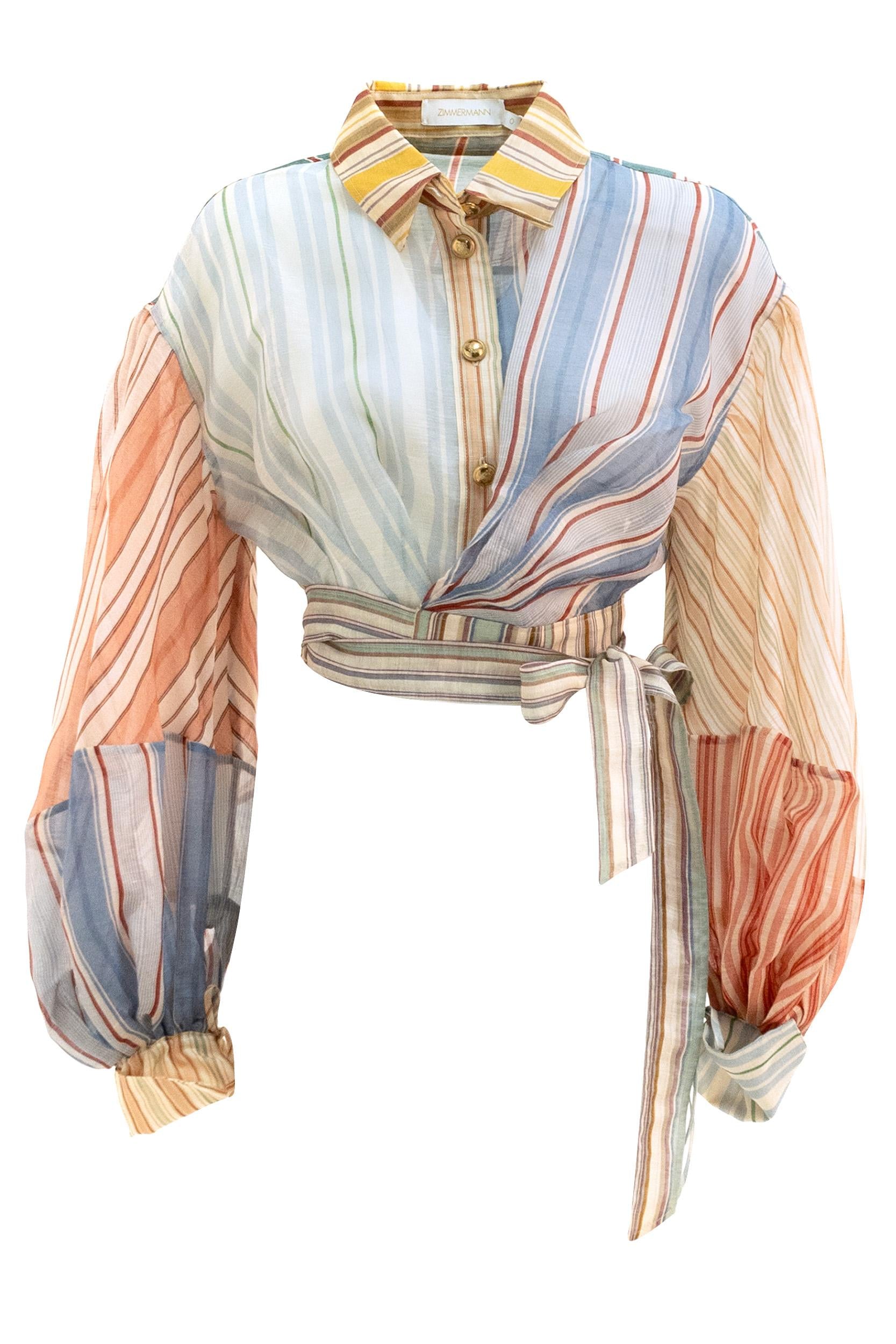 Blusa Rebellion a Righe in Lino e Seta<BR/> 7031TC261 SPLICED ZIMMERMANN 