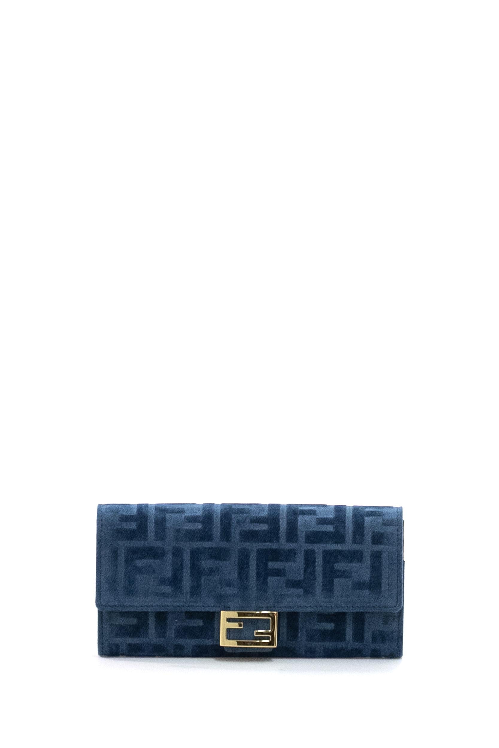 Portafoglio Continental in Denim Floccato FF<BR/> 8M0365 AW5H F1UJW FENDI 