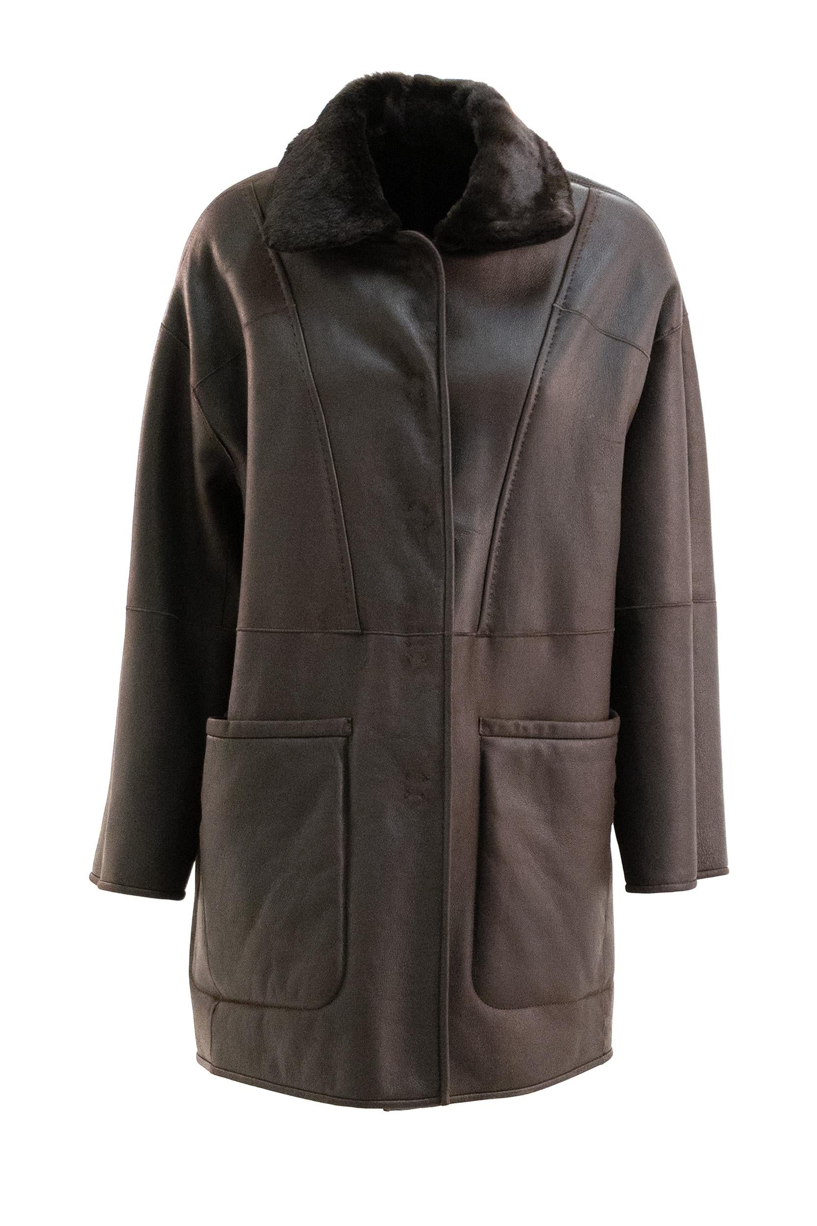 Cappotto Pirenei in montone color marrone<BR/> PIRENEI 002 MAX MARA 