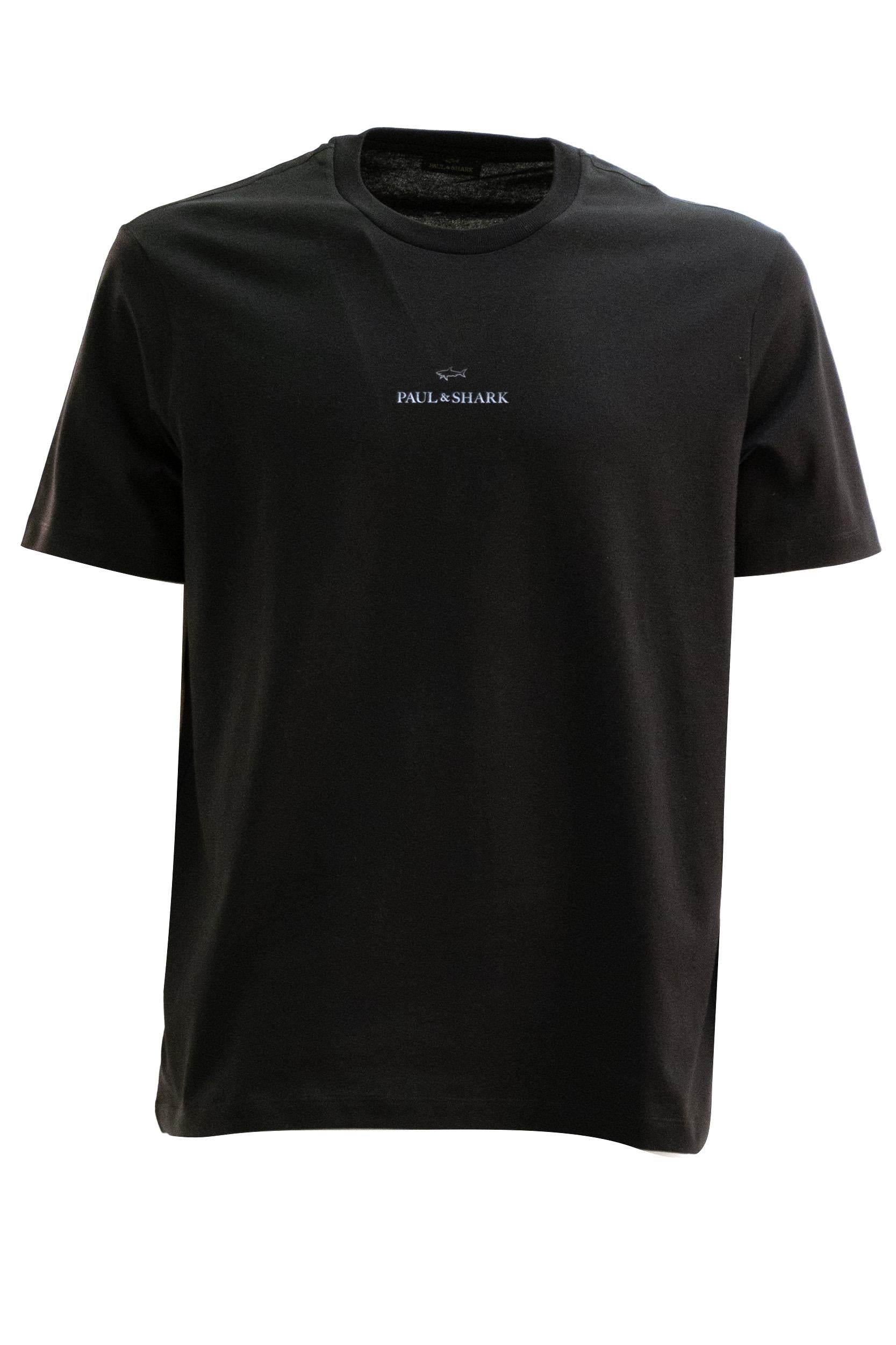 T-shirt in jersey di cotone di colore nero<BR/> 99311008 11D PAUL & SHARK 