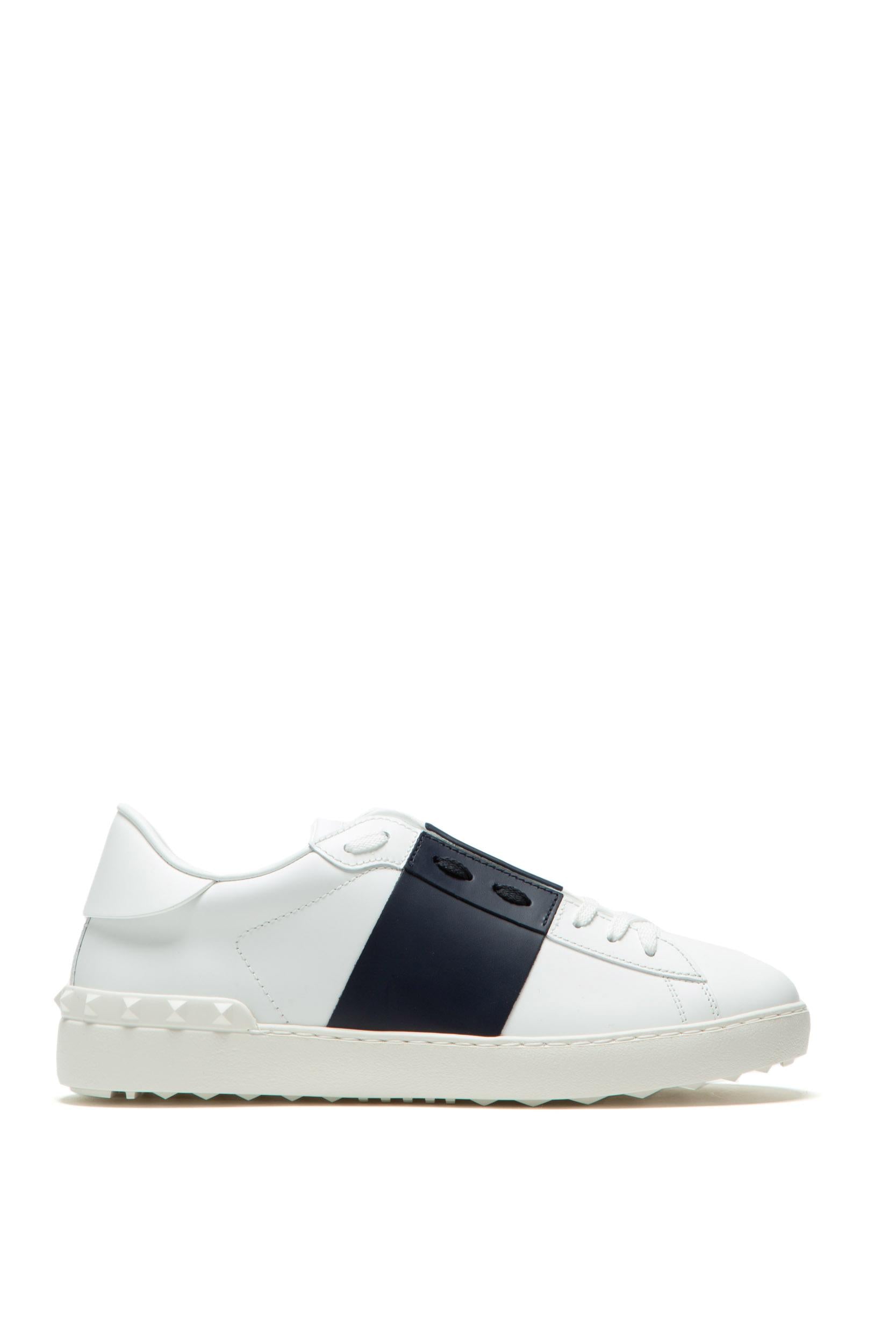Sneakers Open low-top in pelle liscia color bianco con fasce laterali in pelle color blu 8Y2S0830BLU M15 VALENTINO GARAVANI 