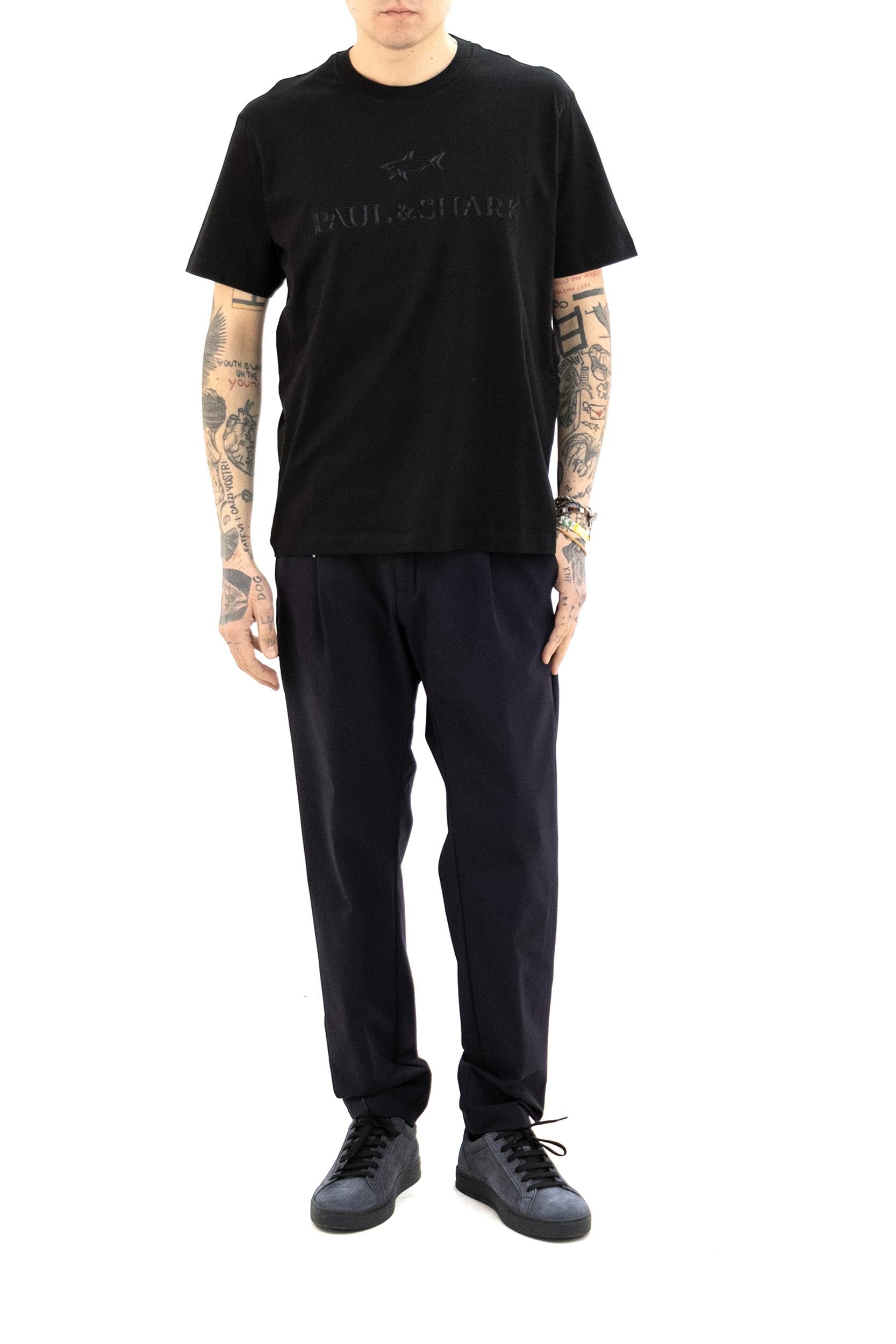 T-shirt in Jersey di Cotone con Stampa colore nero<BR/><BR/><BR/> 26411012 011 PAUL & SHARK 