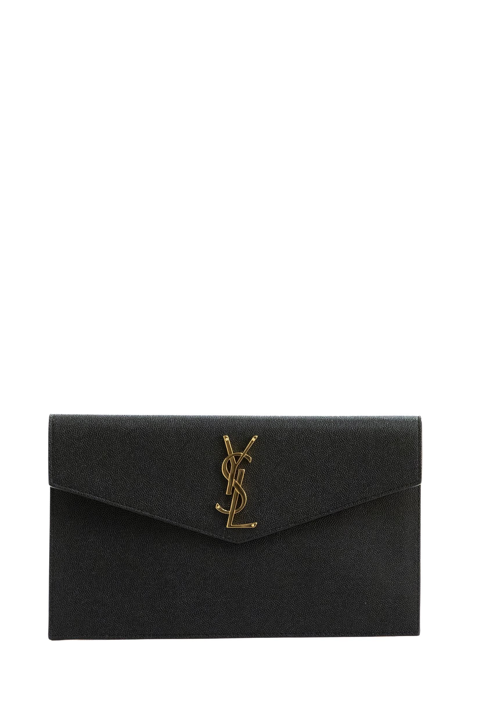 Pochette Uptown in pelle grain de poudre nero 565739 1GF0J 1000 SAINT LAURENT 