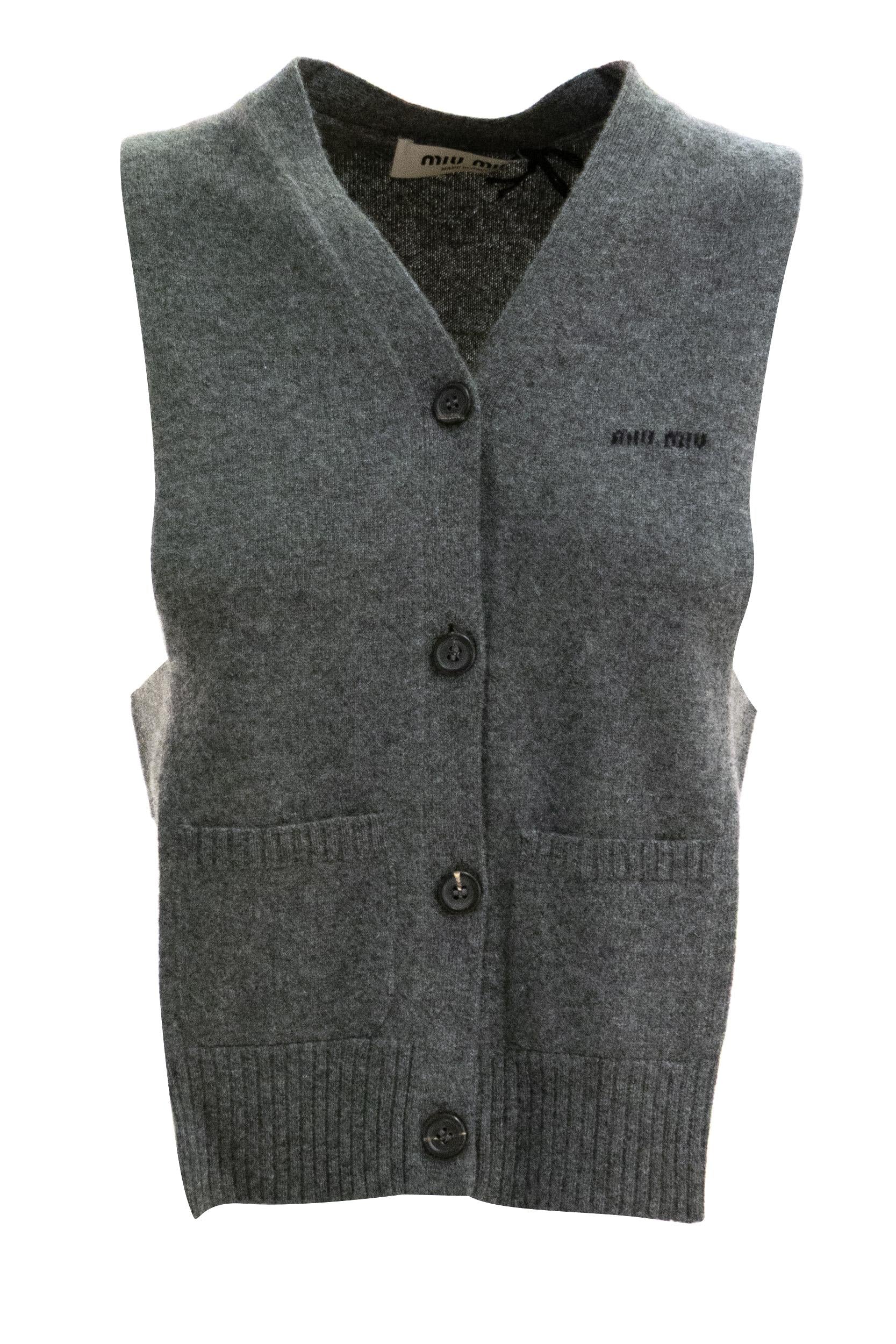 Cardigan Gilet in Cashmere<BR/> MMV380 S OOO 19RL F0480 MIU MIU 