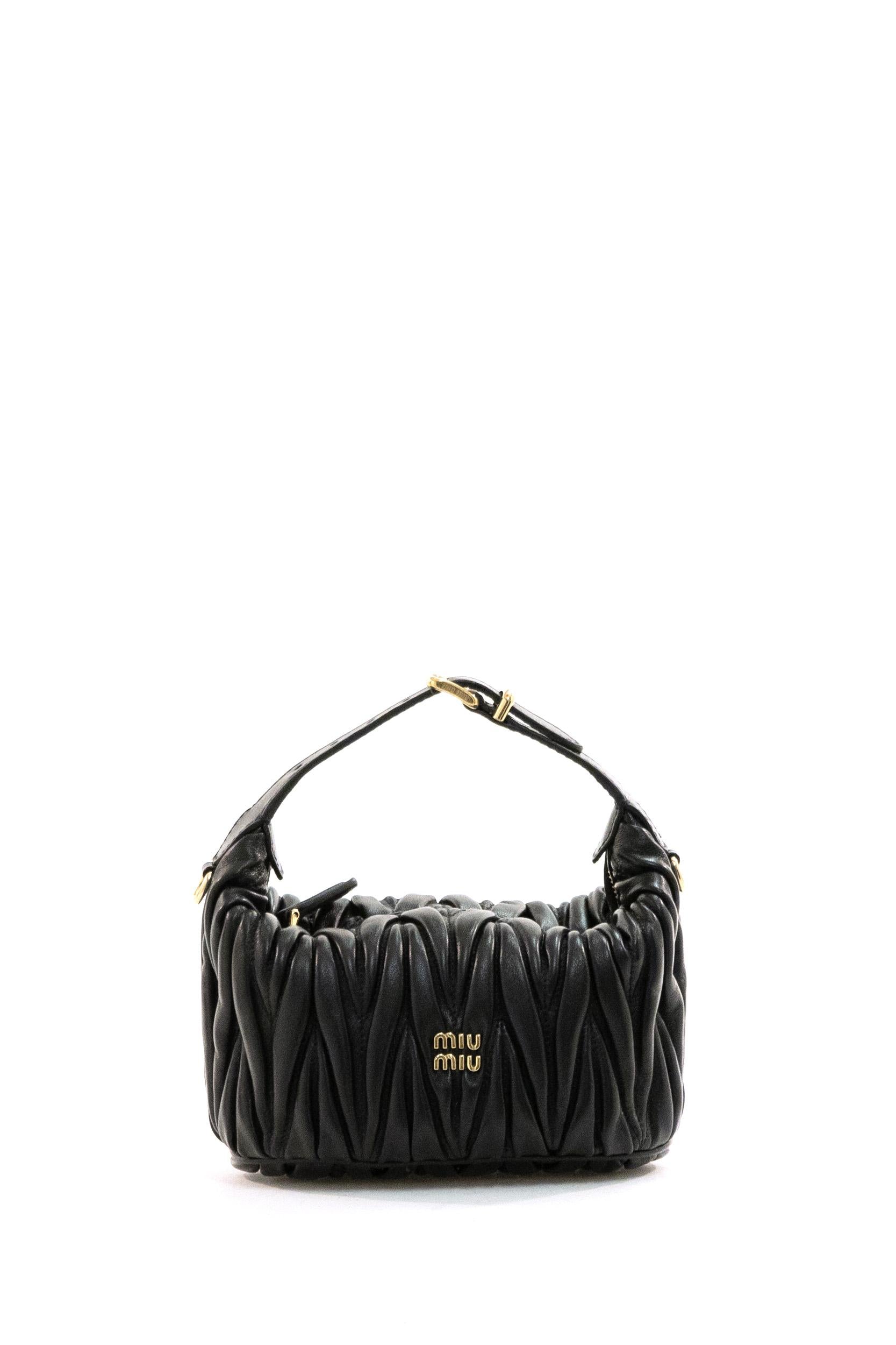 Pouch in black quilted nappa leather | Cumini