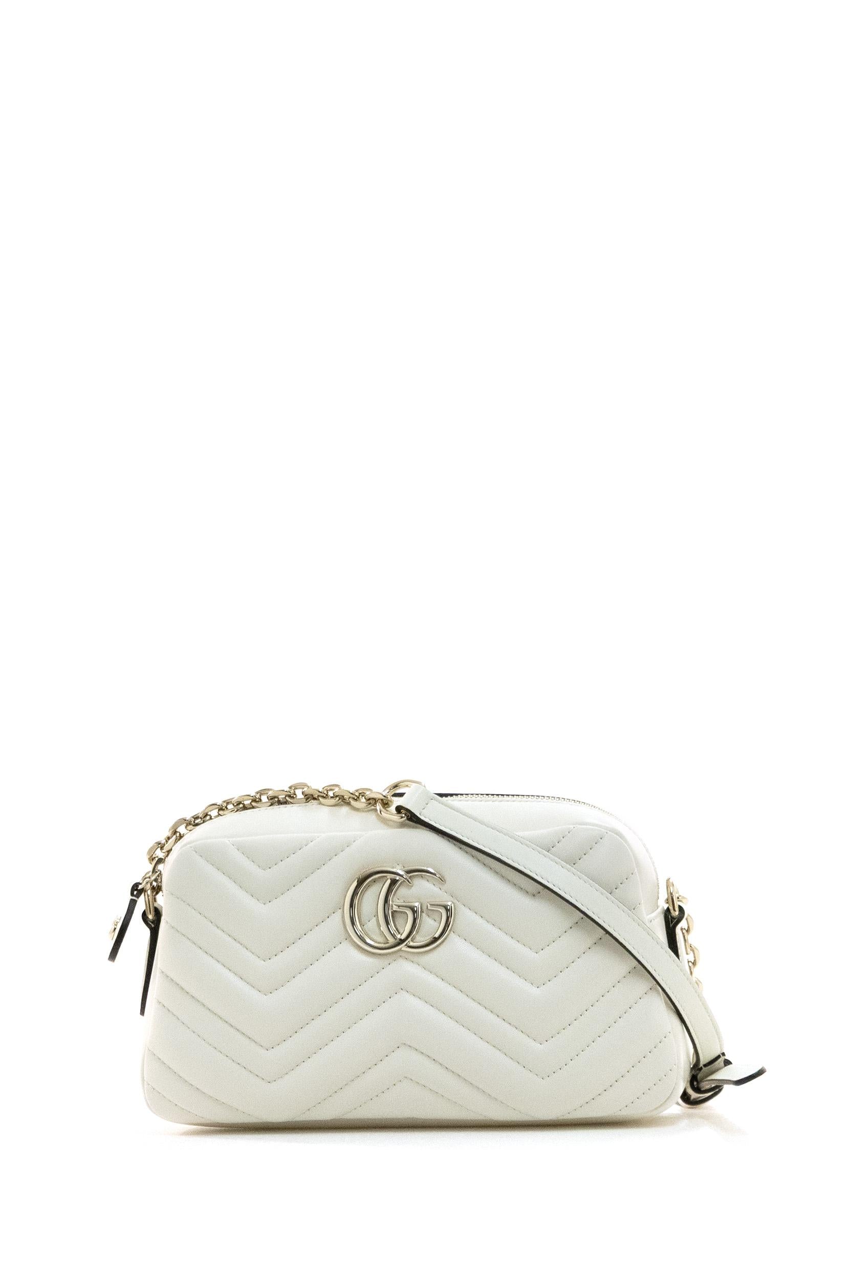 Camera bag GG Marmont in pelle di colore bianco<BR/> 855273 AAFXD 9050 GUCCI 