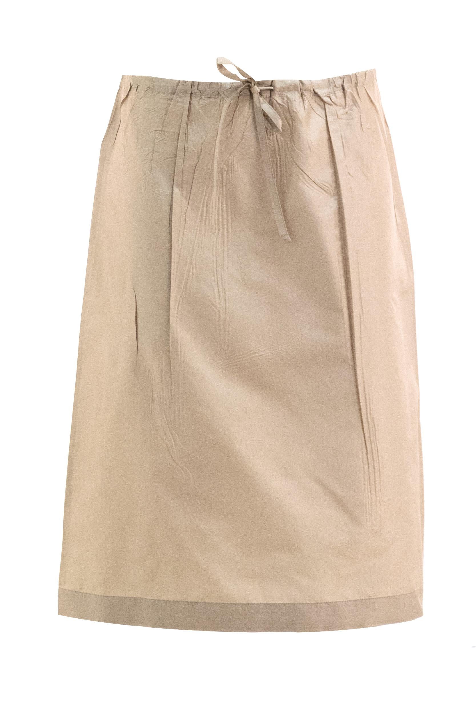 Gonna midi in taffetà di colore beige<BR/><BR/> P170Z S OOO 120M F0065 PRADA 