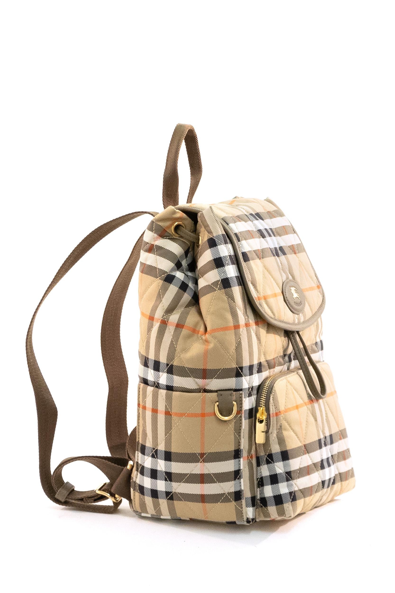 Zaino Horseshoe in nylon trapuntato Burberry Check<BR/> 8115396 SAND BURBERRY 