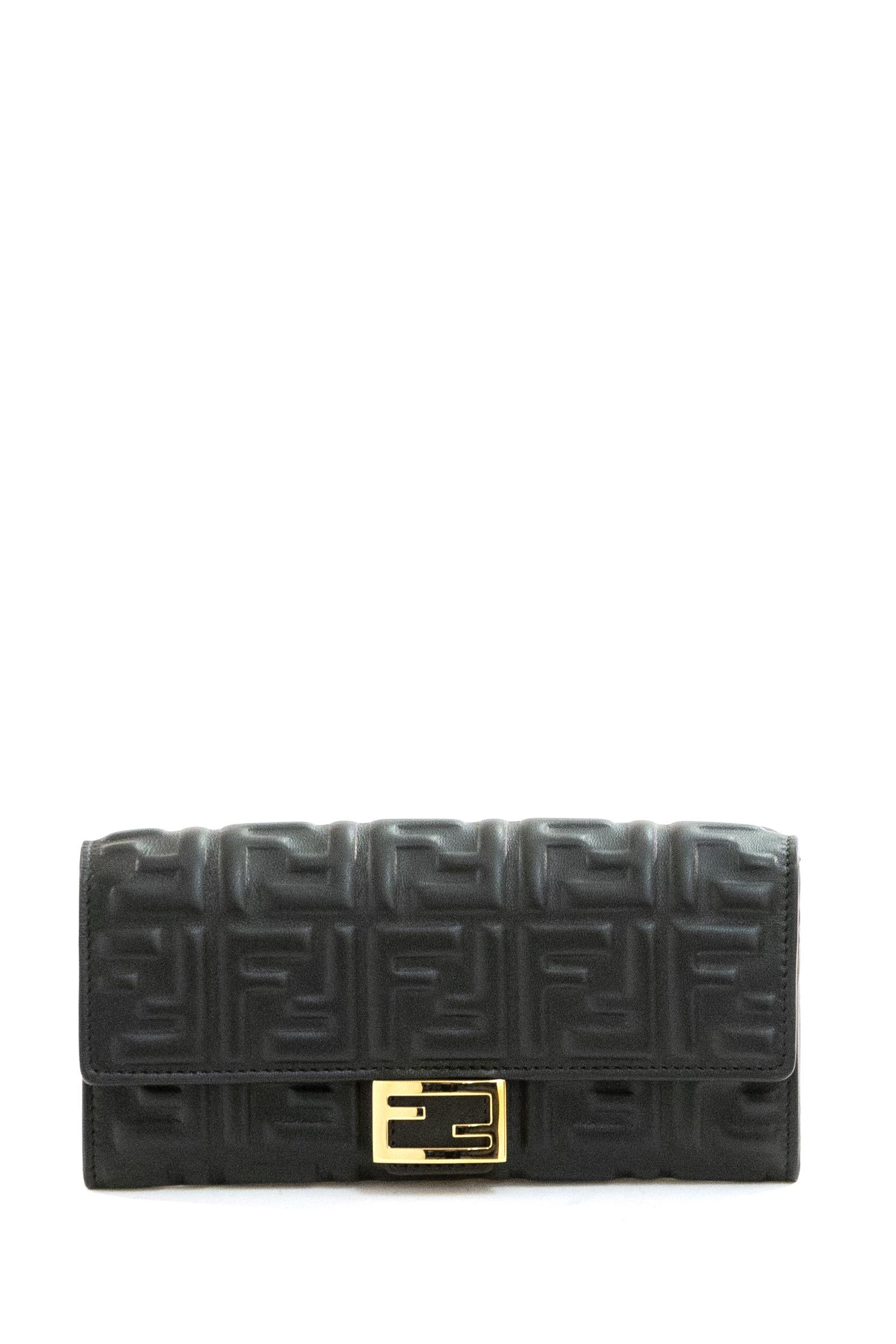 Portafoglio Continental in nappa con motivo FF a rilievo 8M0365 AAJD F0KUR FENDI 