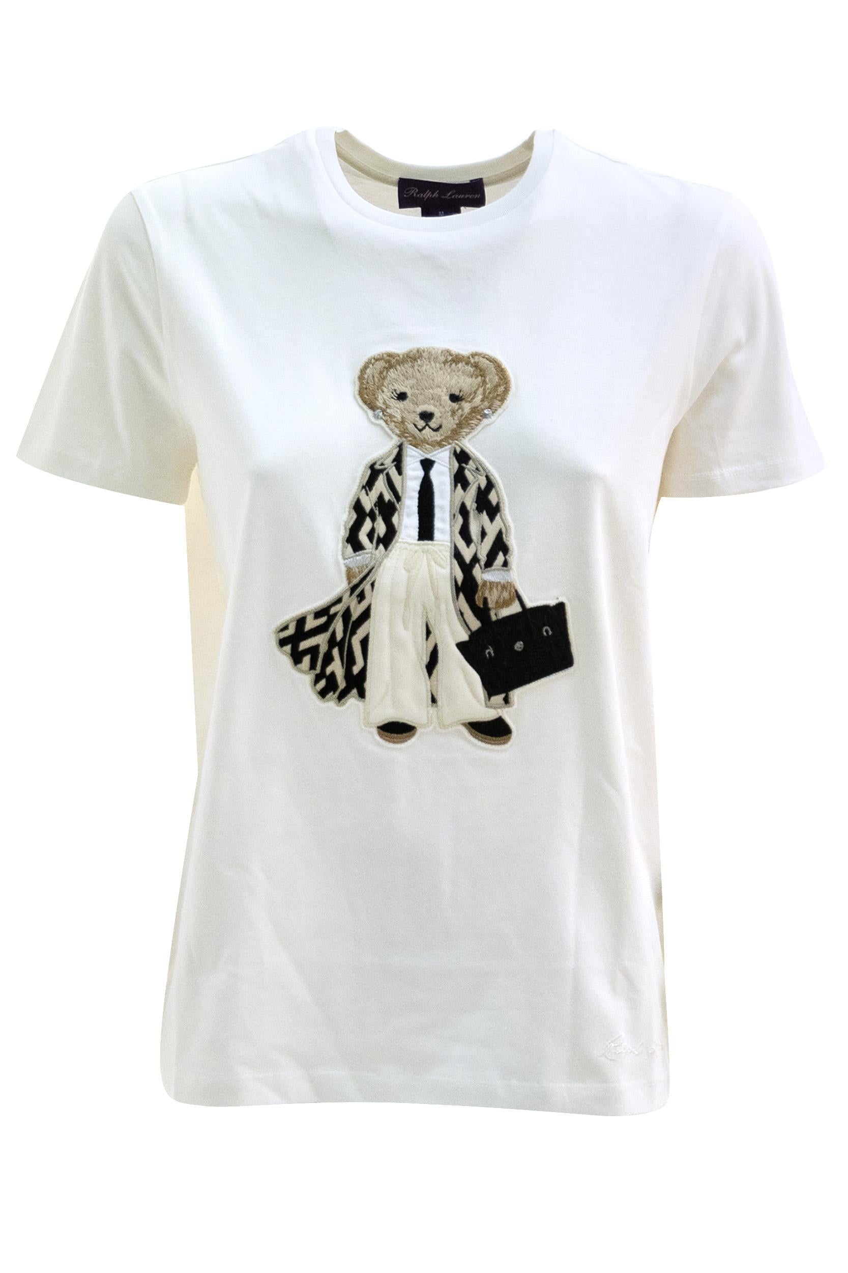 Maglietta Polo Bear in Cotone<BR/> 290P14924001 CREAM RALPH LAUREN 