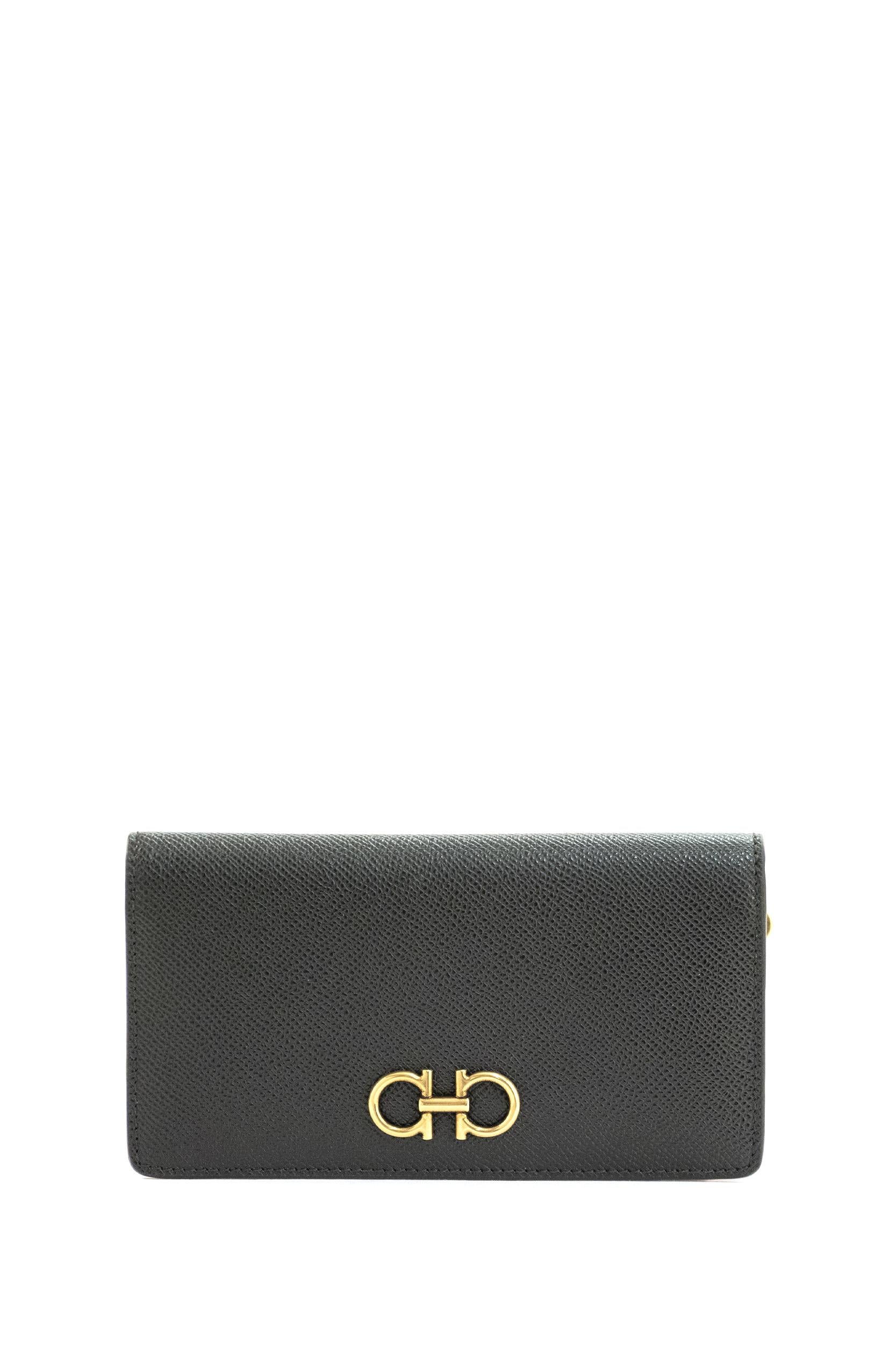 Portafoglio Continental Gancini in Pelle<BR/> 22D779 0726510 NERO FERRAGAMO 