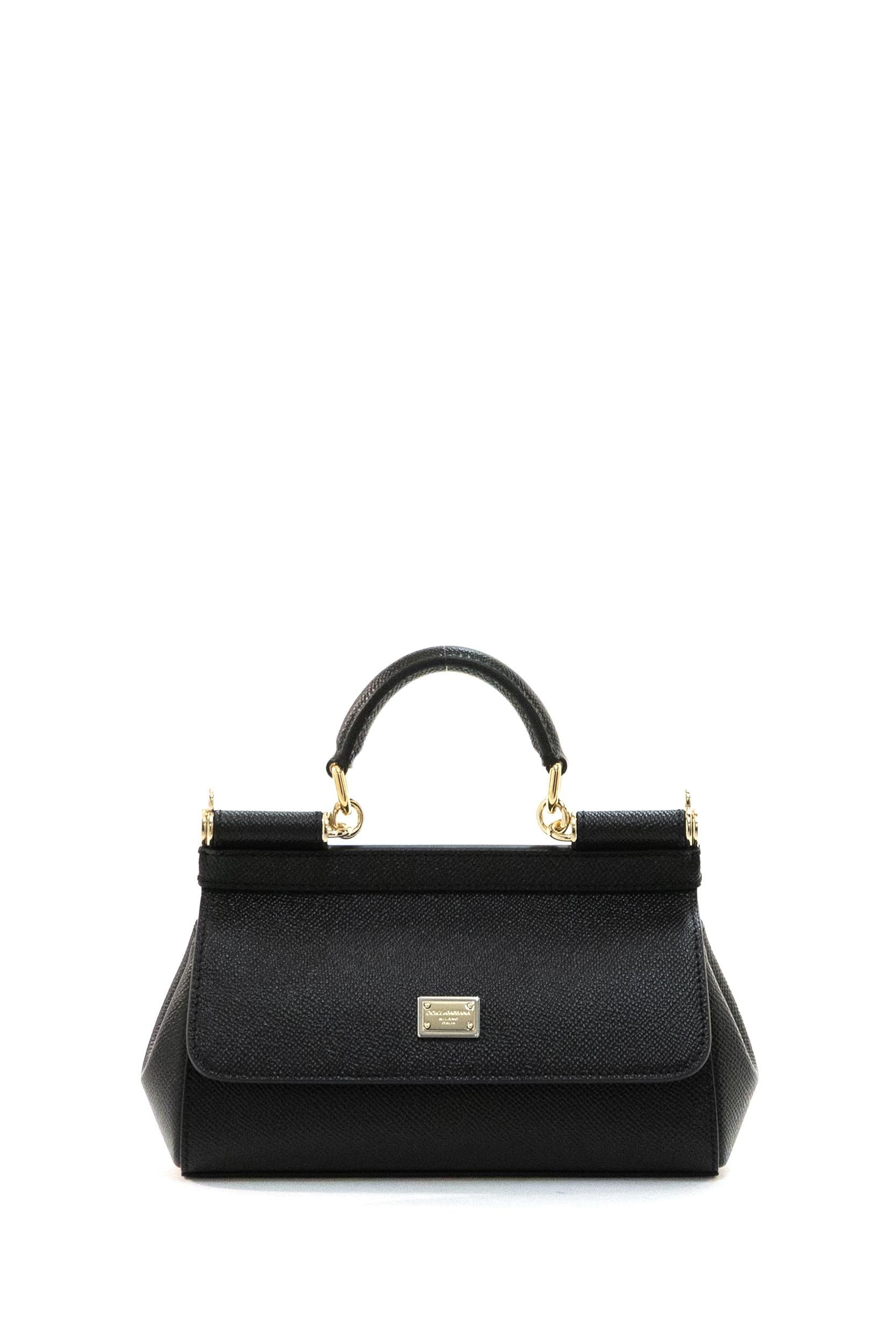 Borsa a Mano Sicily Mini in Pelle di Vitello Dauphine<BR/> BB7116 B1001 80999 DOLCE & GABBANA 