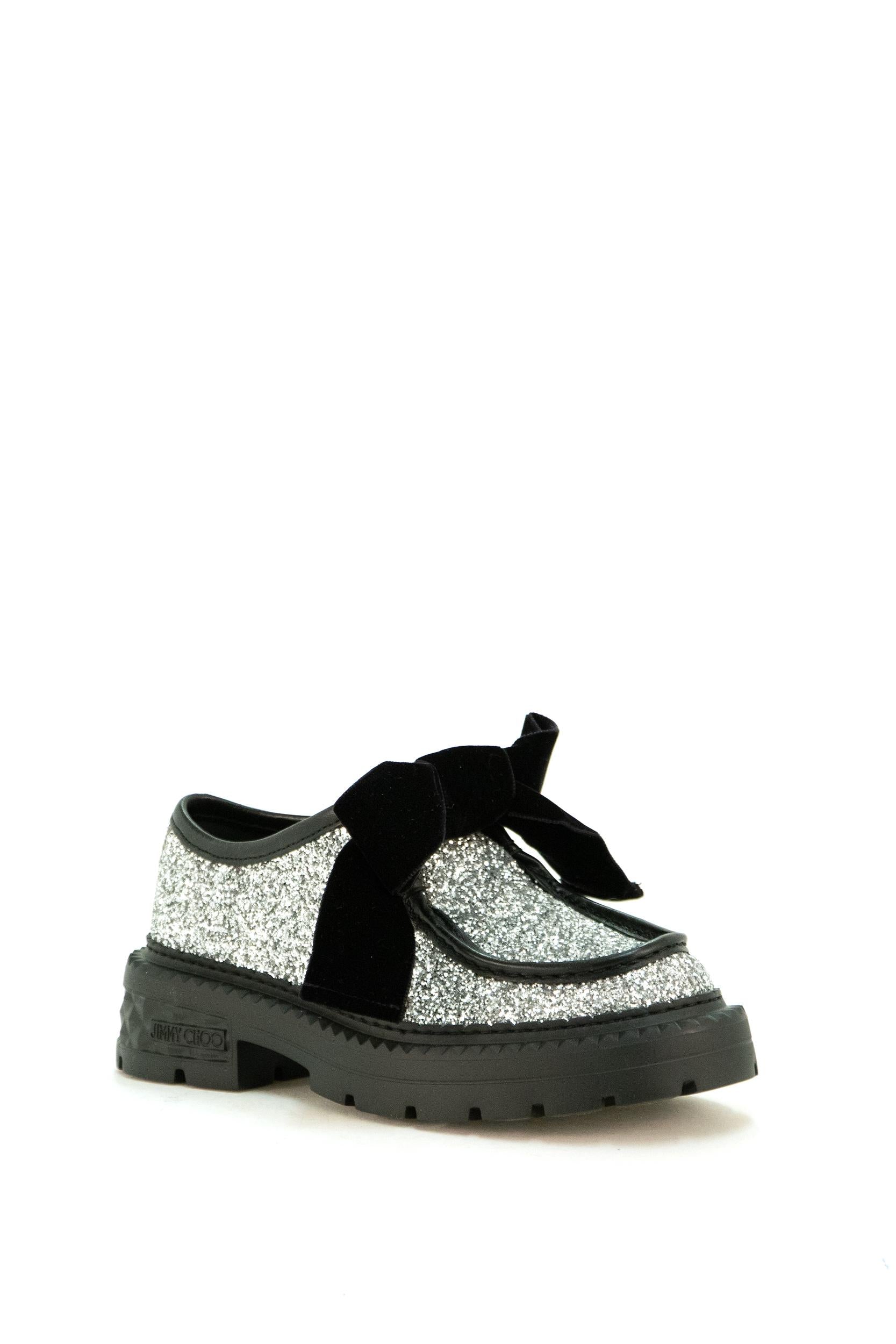 Mocassini Marlow<BR/> MARLOW MOCASSIN/F QJP SILVER/BLACK JIMMY CHOO 